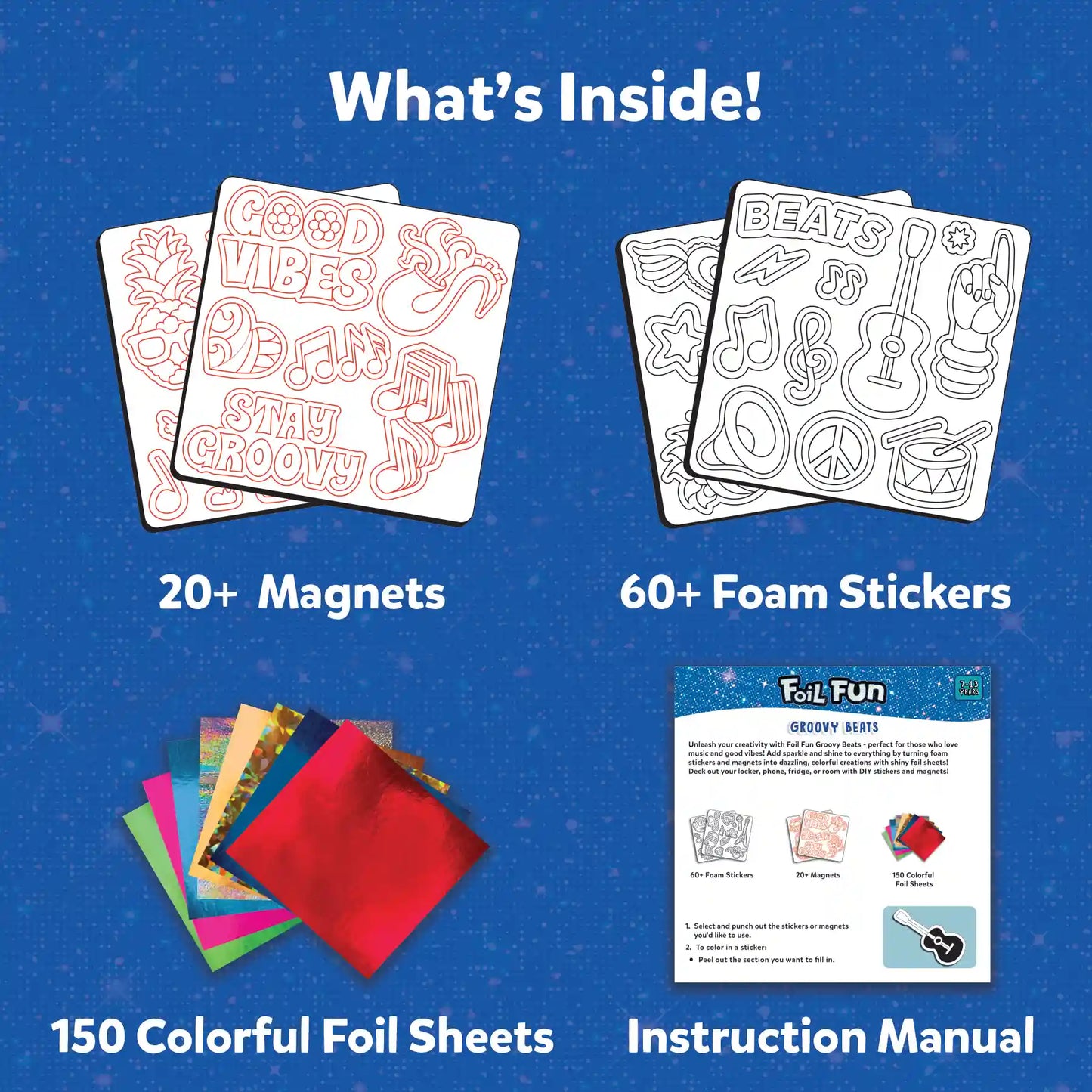 Foil Fun: Groovy Beats | No Mess Magnetic Art Kit (ages 7-13)
