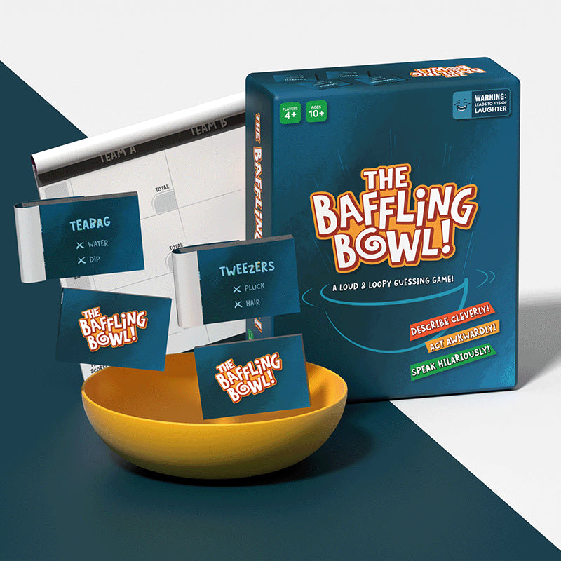 The Baffling Bowl guessing game for ages 10 and up displayed in the product image