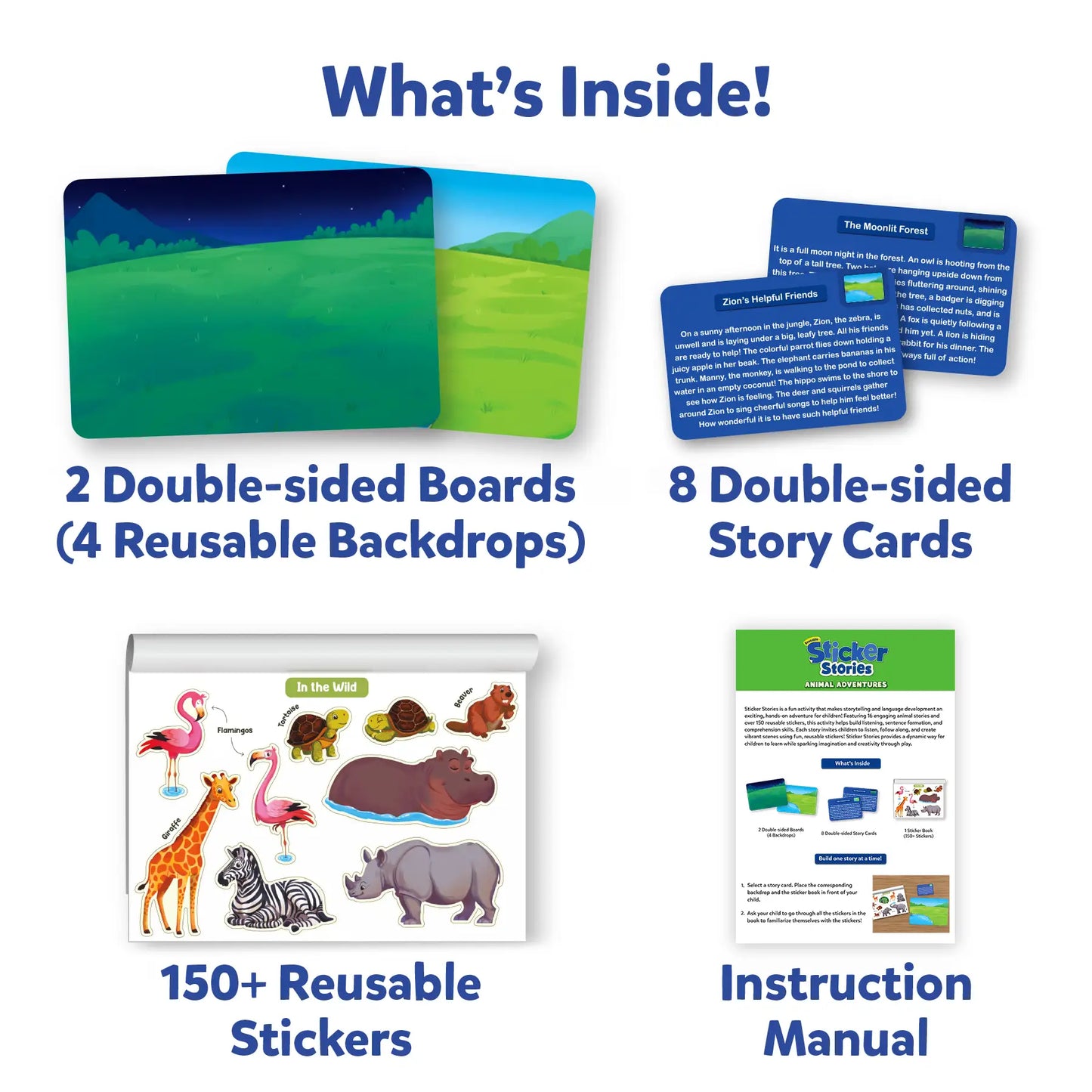 Colorful Sticker Story Set featuring animal adventure stickers for kids aged 3 to 7