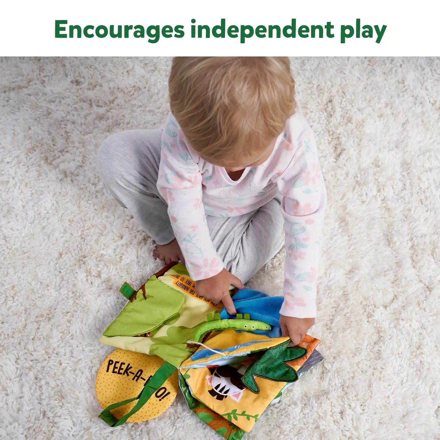 Soft activity book from Peek-A-Boo Jungle Theme for babies 6 months and up