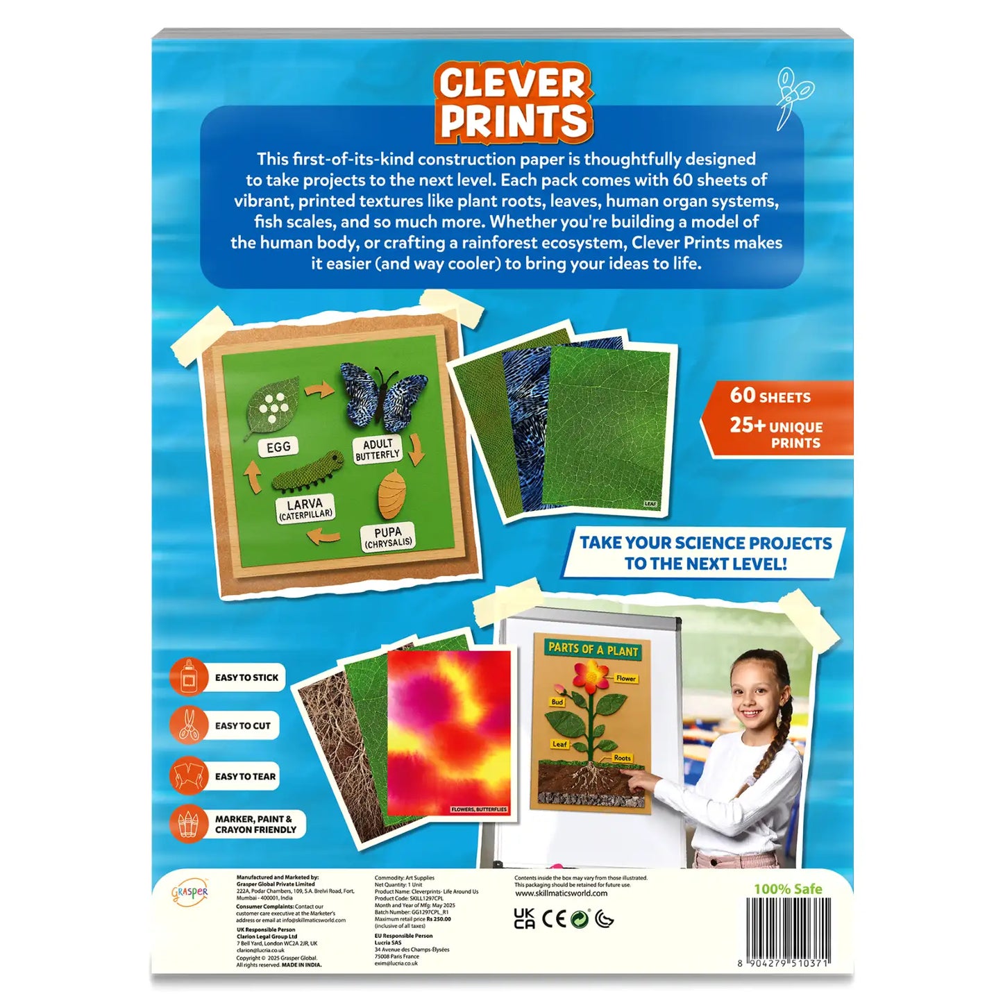 Clever Prints: Life Science | Construction Paper (60 Sheets)