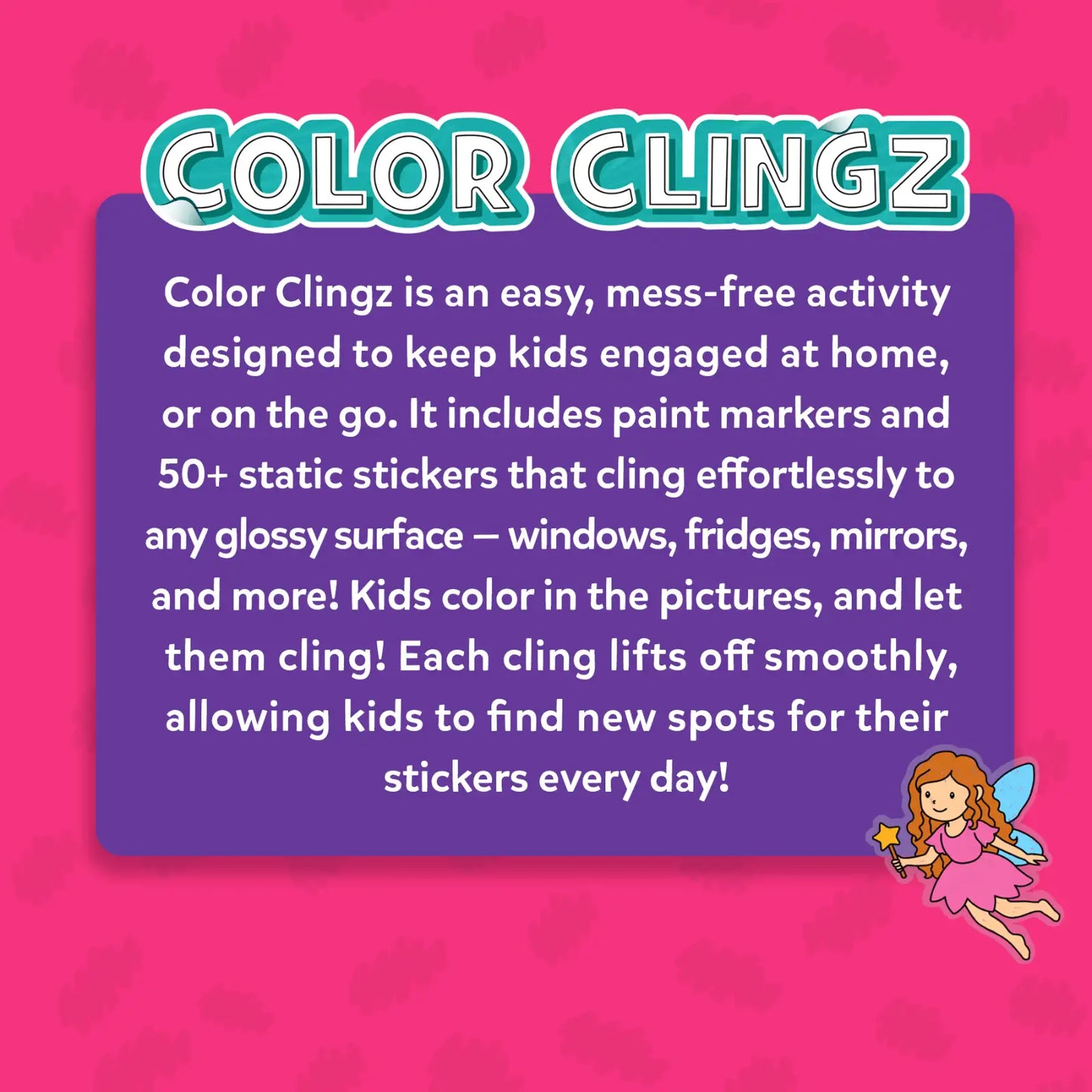 Color Clingz Unicorns & Princesses | 50+ Reusable Mess-Free Static Stickers