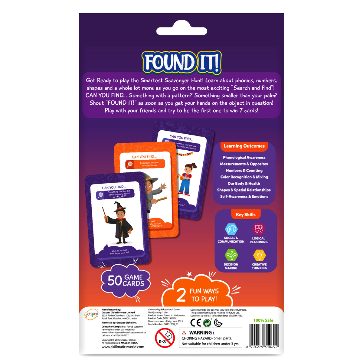 Educational card game for children from Found It Halloween Edition Smart Scavenger Hunt