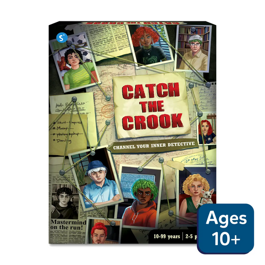Catch the Crook Strategy and Mystery Board Game box for ages 10 and up