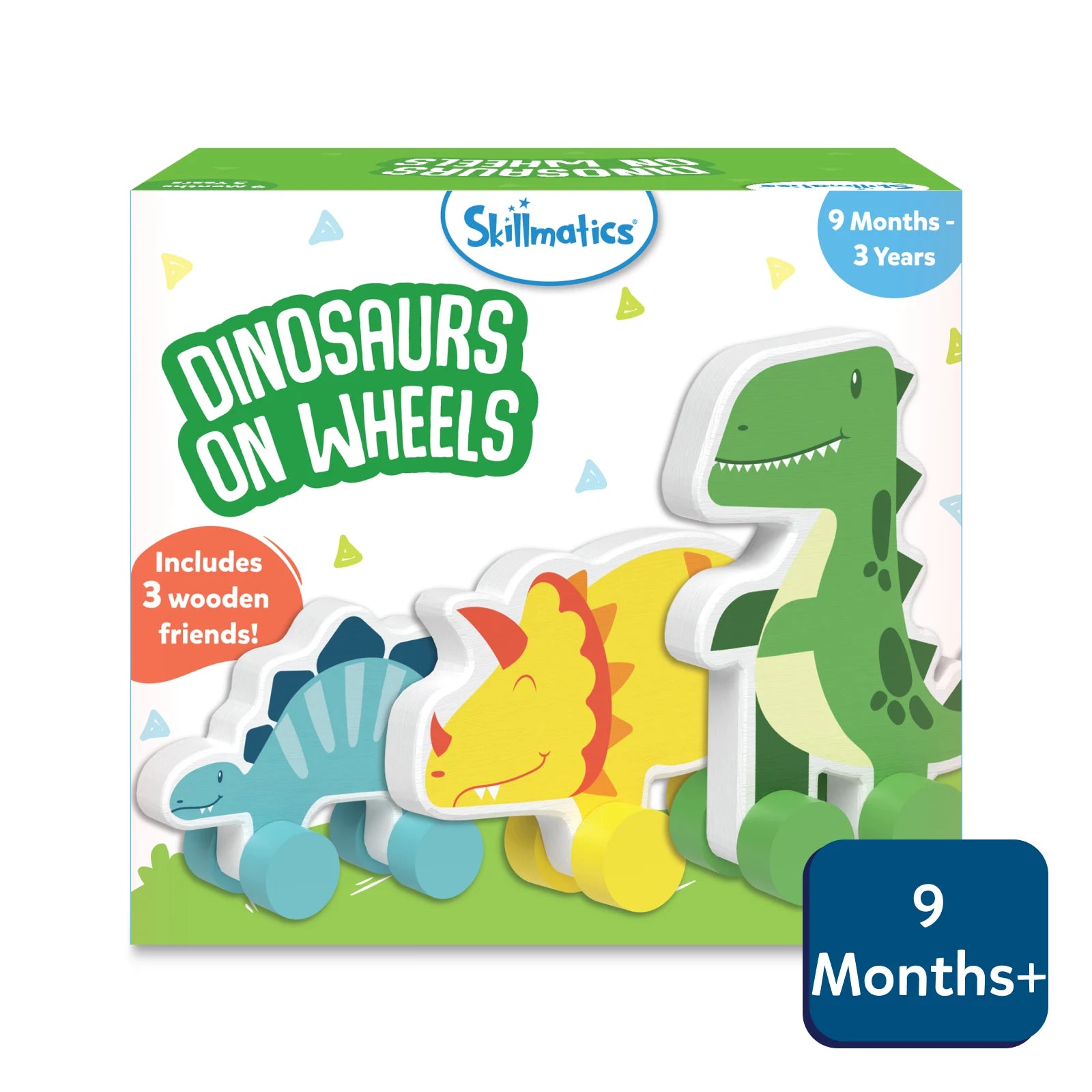 Dinosaur toy top with wheels
