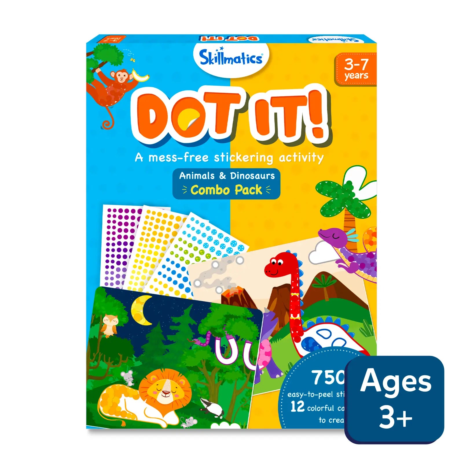 Dot It! Sticker activity set featuring animal and dinosaur themes for kids ages 3 to 7