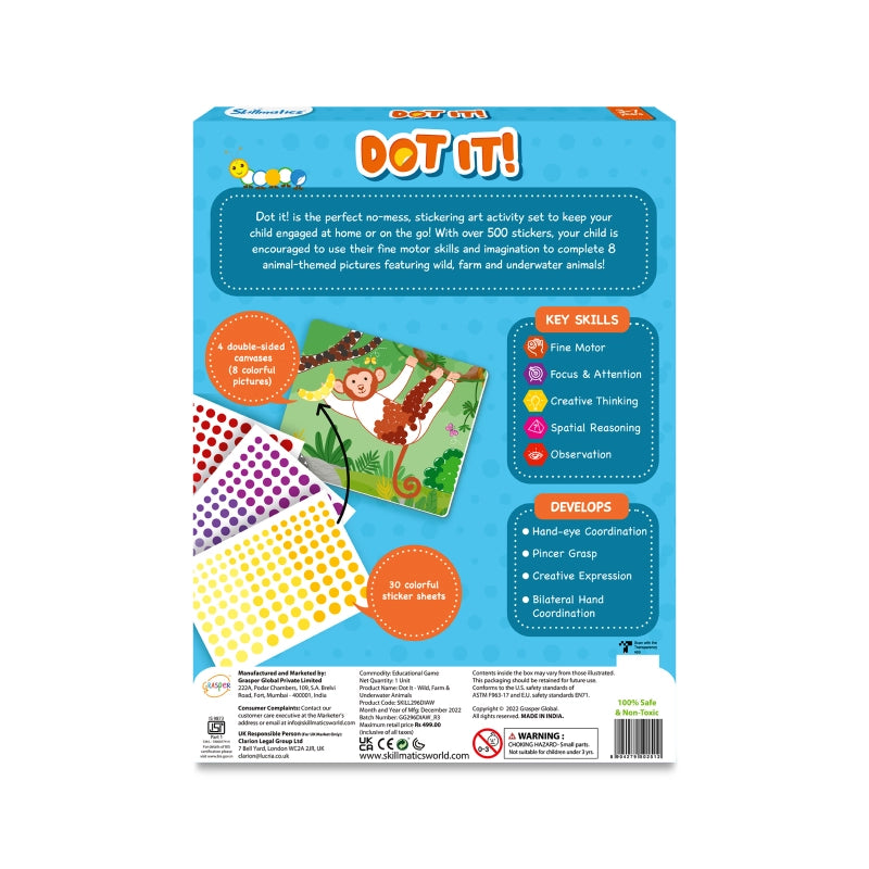 Dot It Sticker Activity Set featuring Wild Farm Underwater Animals for kids ages 3-7