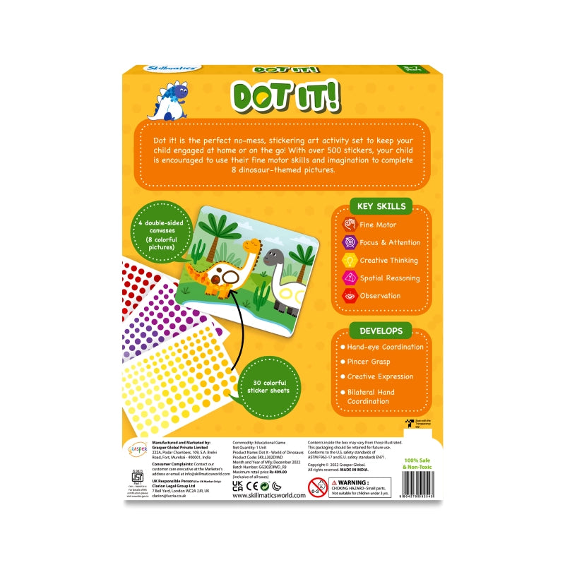 Dot It! sticker activity set featuring Dinosaur designs from Dot it! World of Dinosaurs
