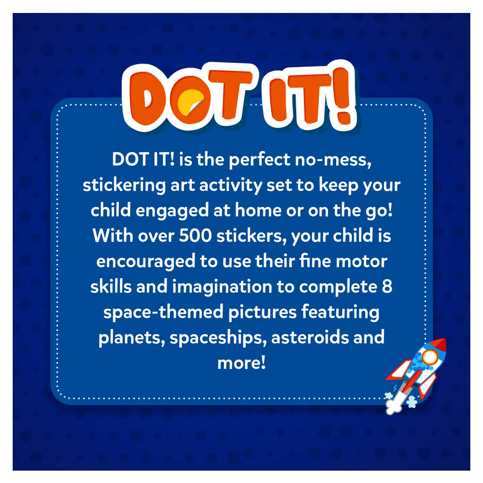 Space-themed sticker activity set for kids ages 3-7 from Dot it! Outer Space collection