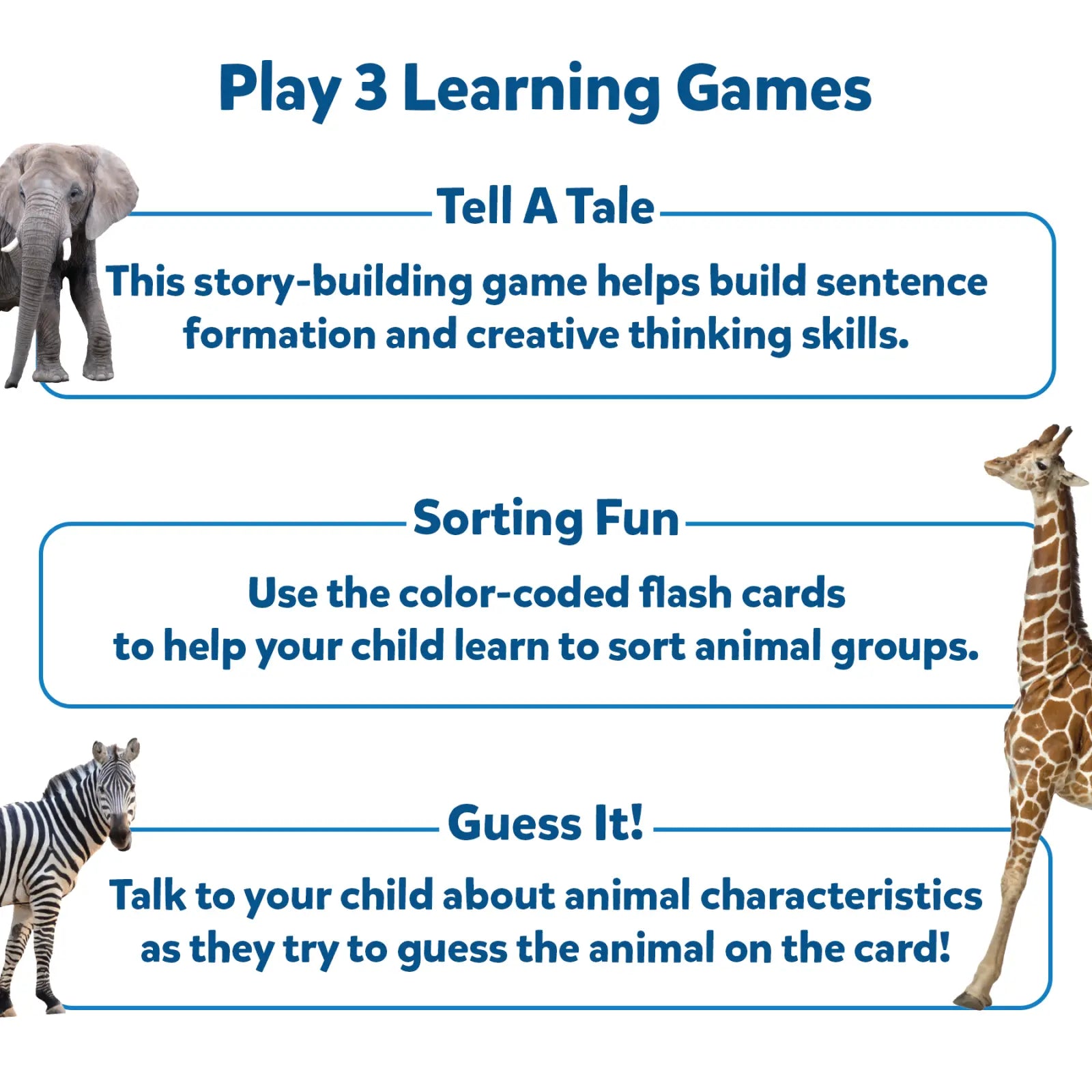 Educational animal games with colorful flash cards for toddlers learning about animals