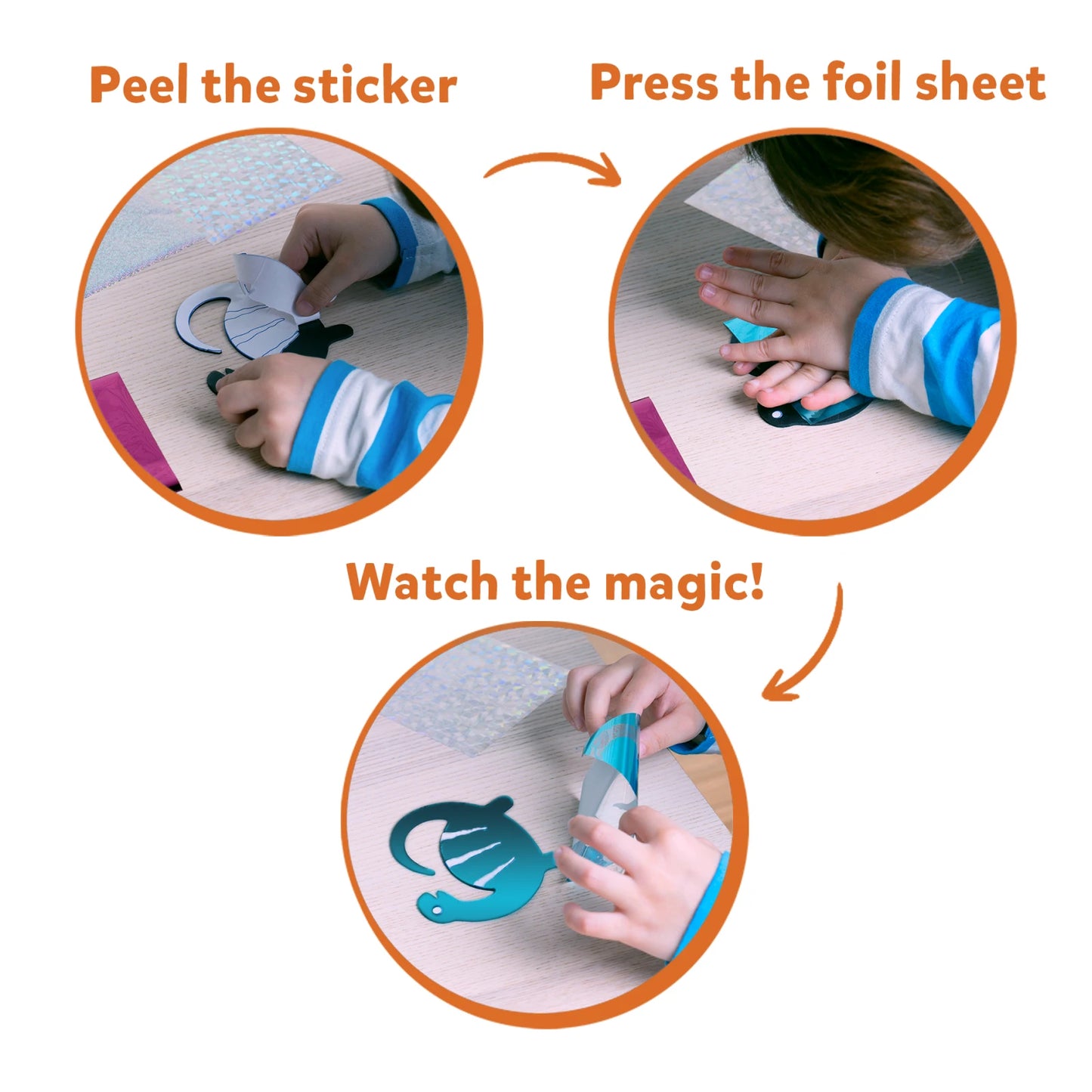 Foil art activity instructions for Foil Fun World of Dinosaurs No Mess Art Kit