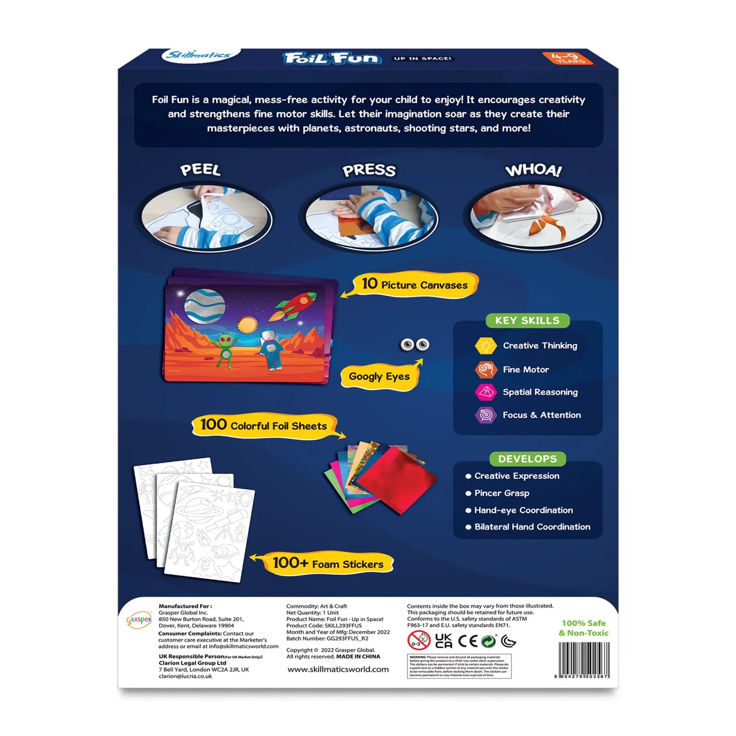 Foil Fun activity kit packaging from Foil Fun Up In Space No Mess Art Kit for kids aged 4-9