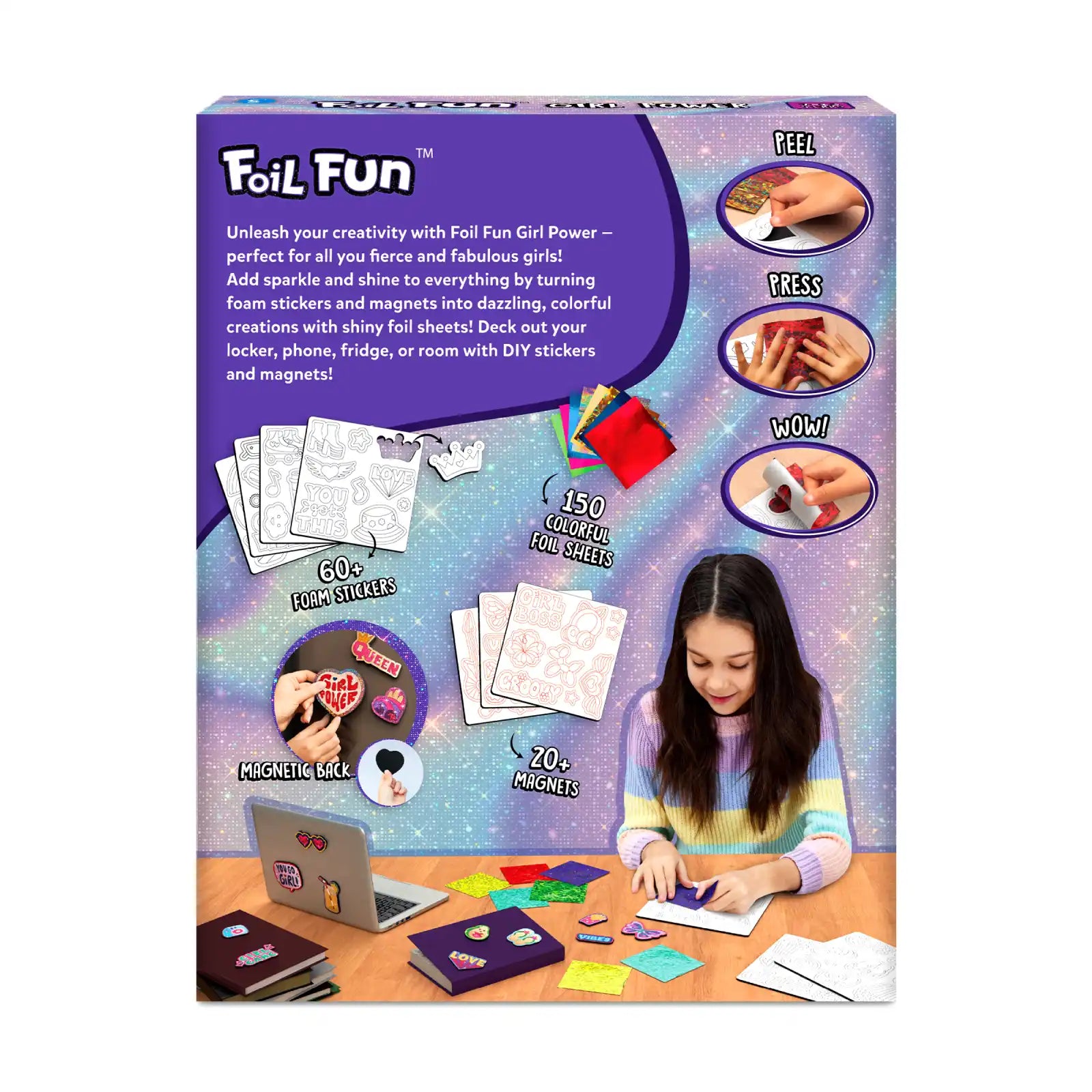 Foil Fun craft kit for girls ages 7-13 featuring magnetic art supplies and designs