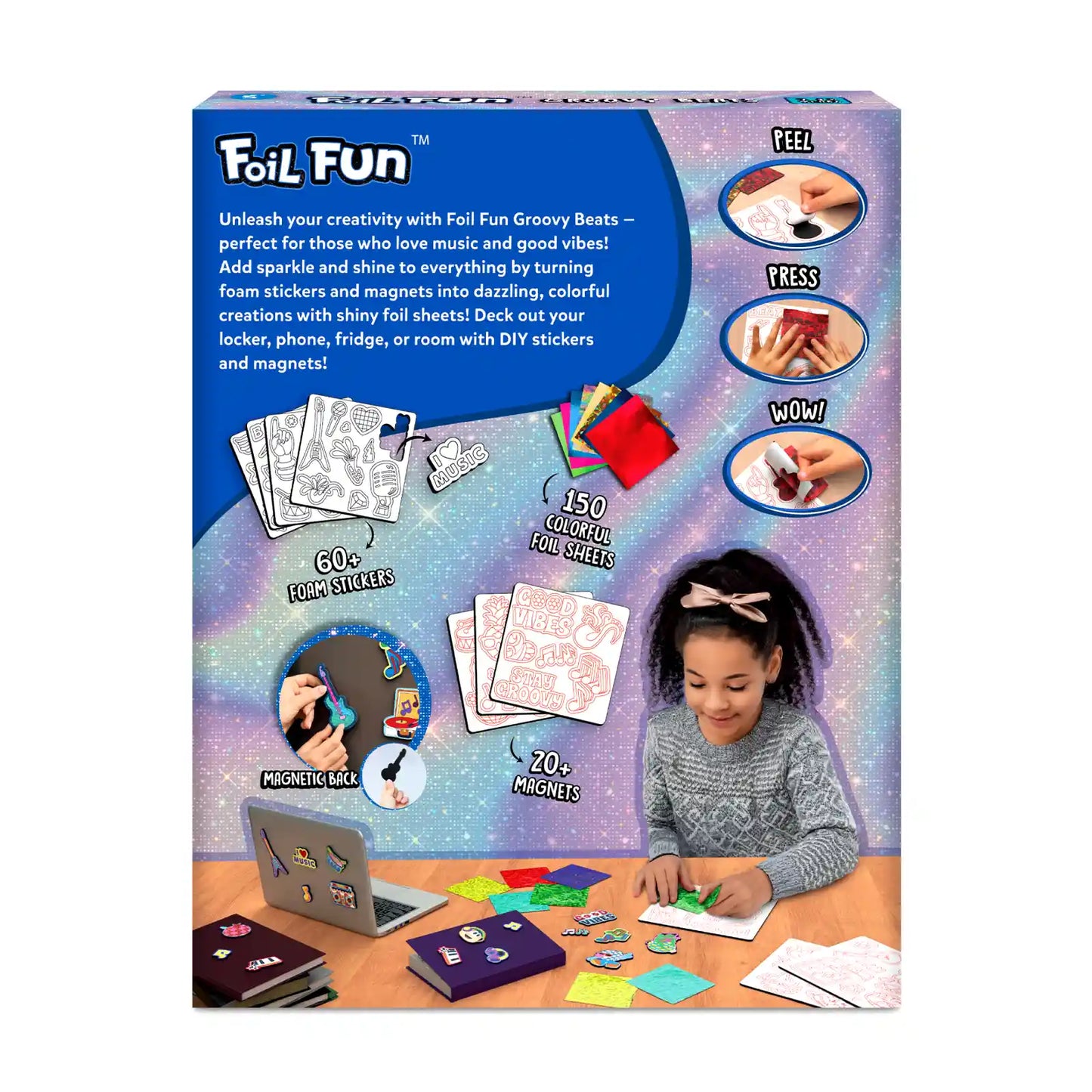 Foil Fun Groovy Beats magnetic art kit for kids ages 7-13 with colorful craft materials
