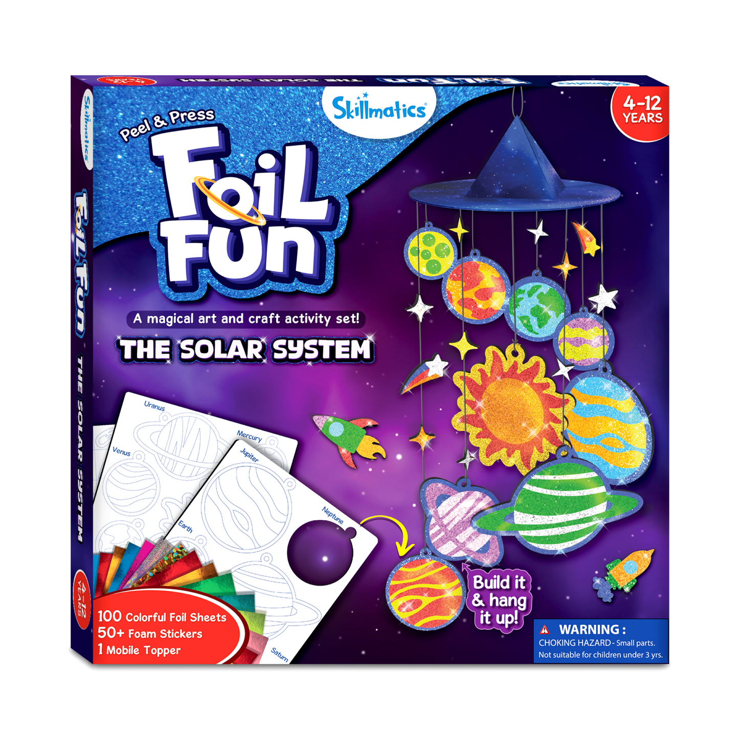 Foil Fun Solar System craft kit for kids ages 4-12, mess-free planetary art activity