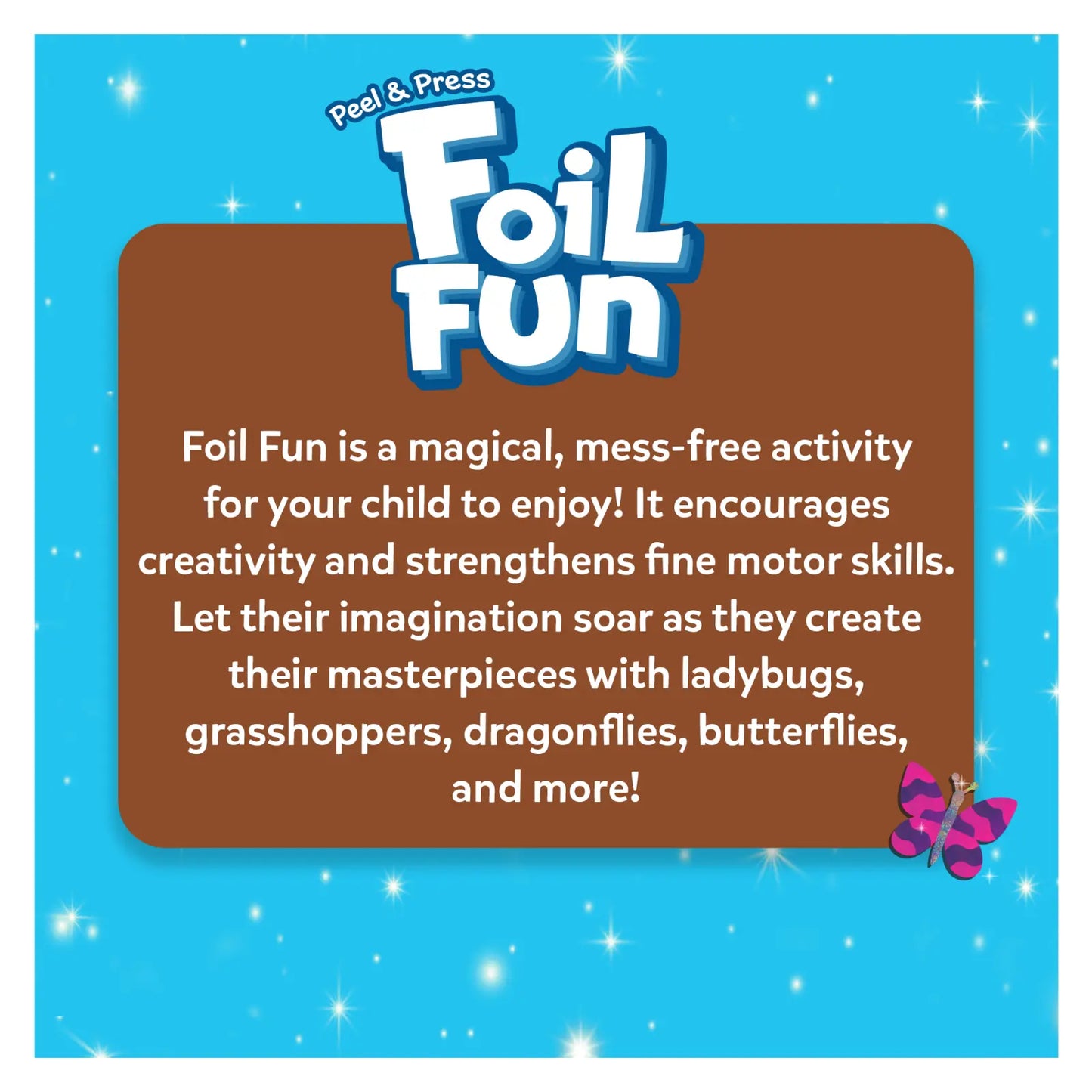 Foil Fun activity advertisement for Foil Fun Bugs & Butterflies No Mess Art Kit