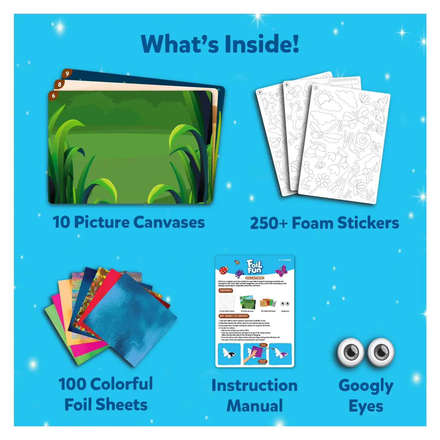 Skillmatics Foil Fun craft kit with bugs and butterflies for kids ages 4-9