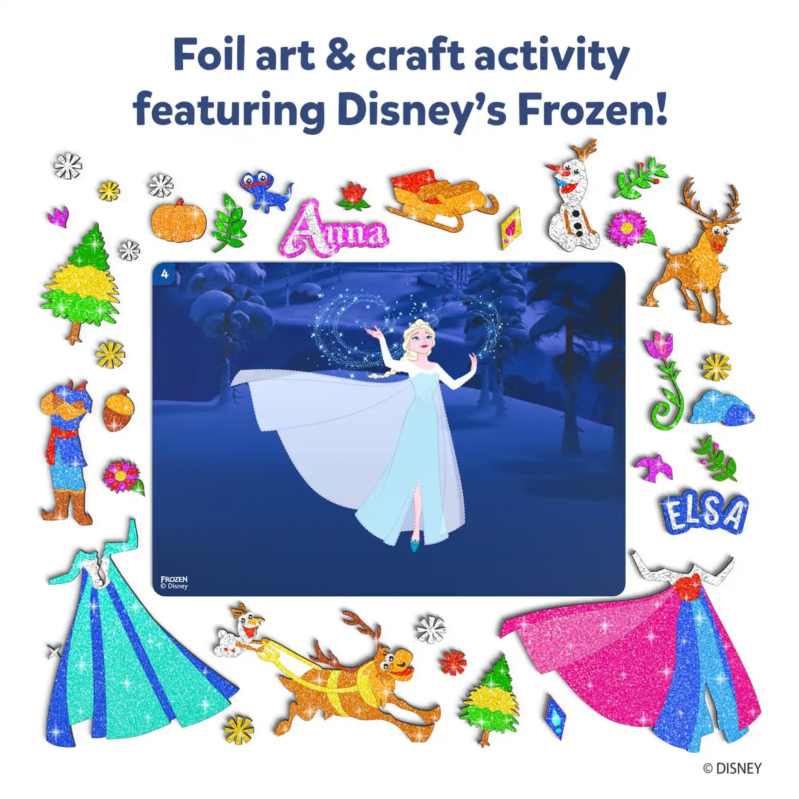 Disney Frozen foil art craft activity from Foil Fun Disney Frozen No Mess Art Kit