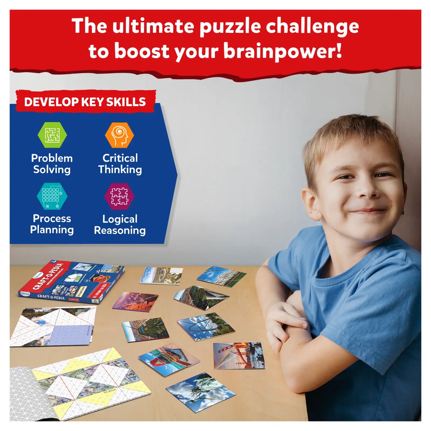 Puzzle game for kids from Craft-O-Pedia All Around The USA Origami Puzzle Book