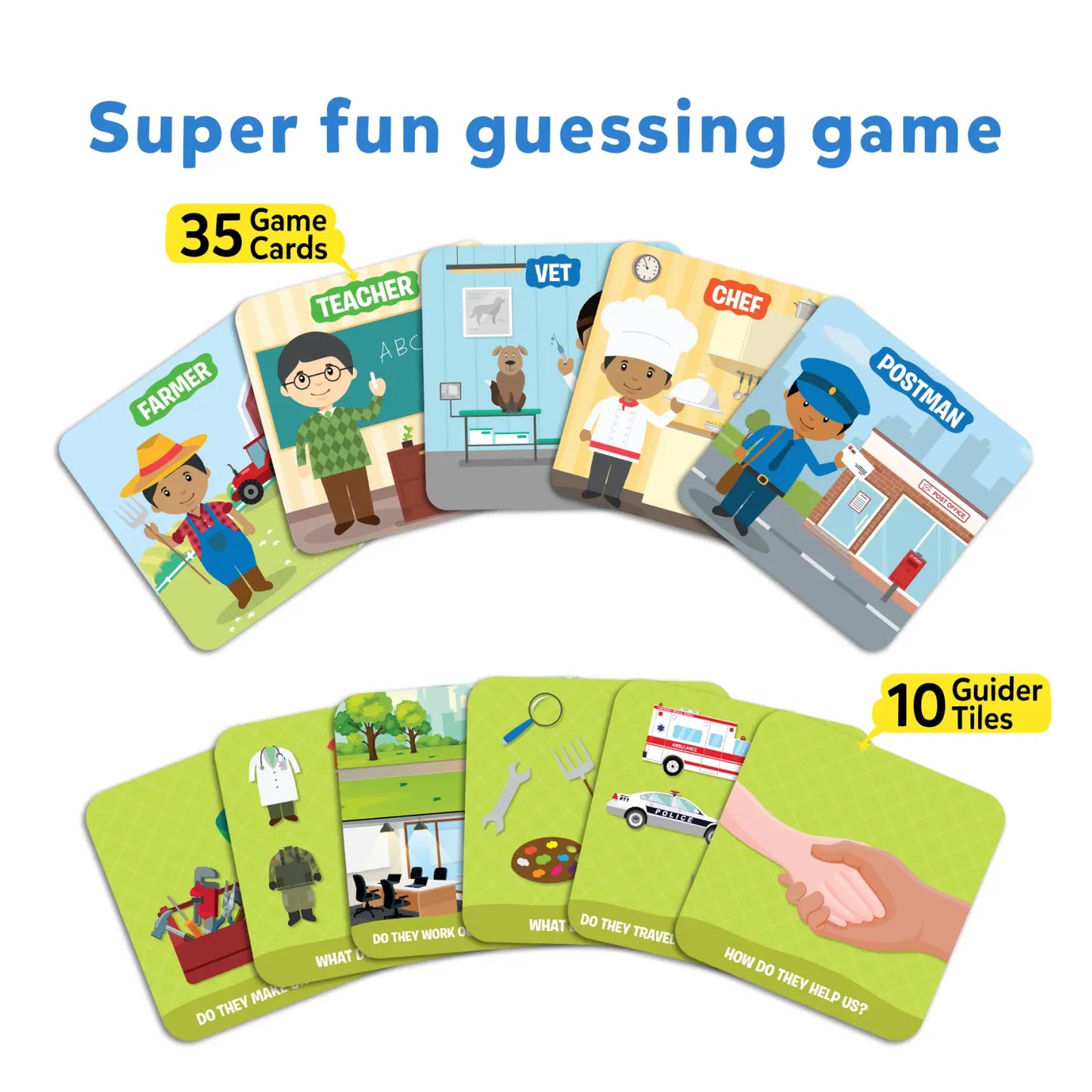 Children’s guessing game with occupation-themed cards from Guess in 10 Junior & Found it! Classroom