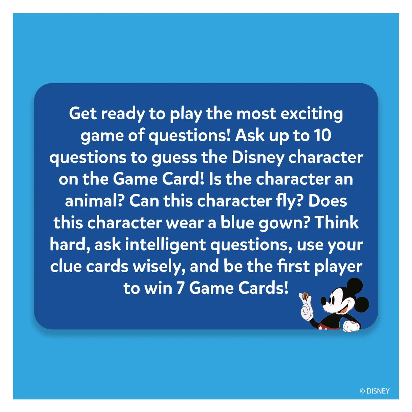 Disney game advertisement for Guess in 10 Disney Trivia card game ages 6+