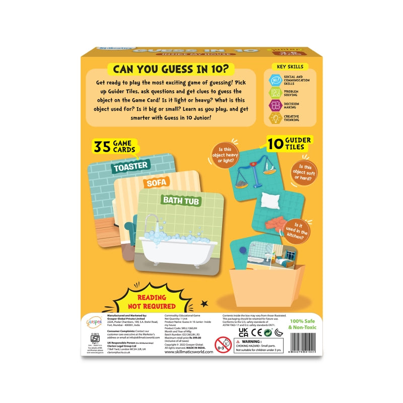 Guess in 10 Junior Inside My House trivia card game box for ages 3-6