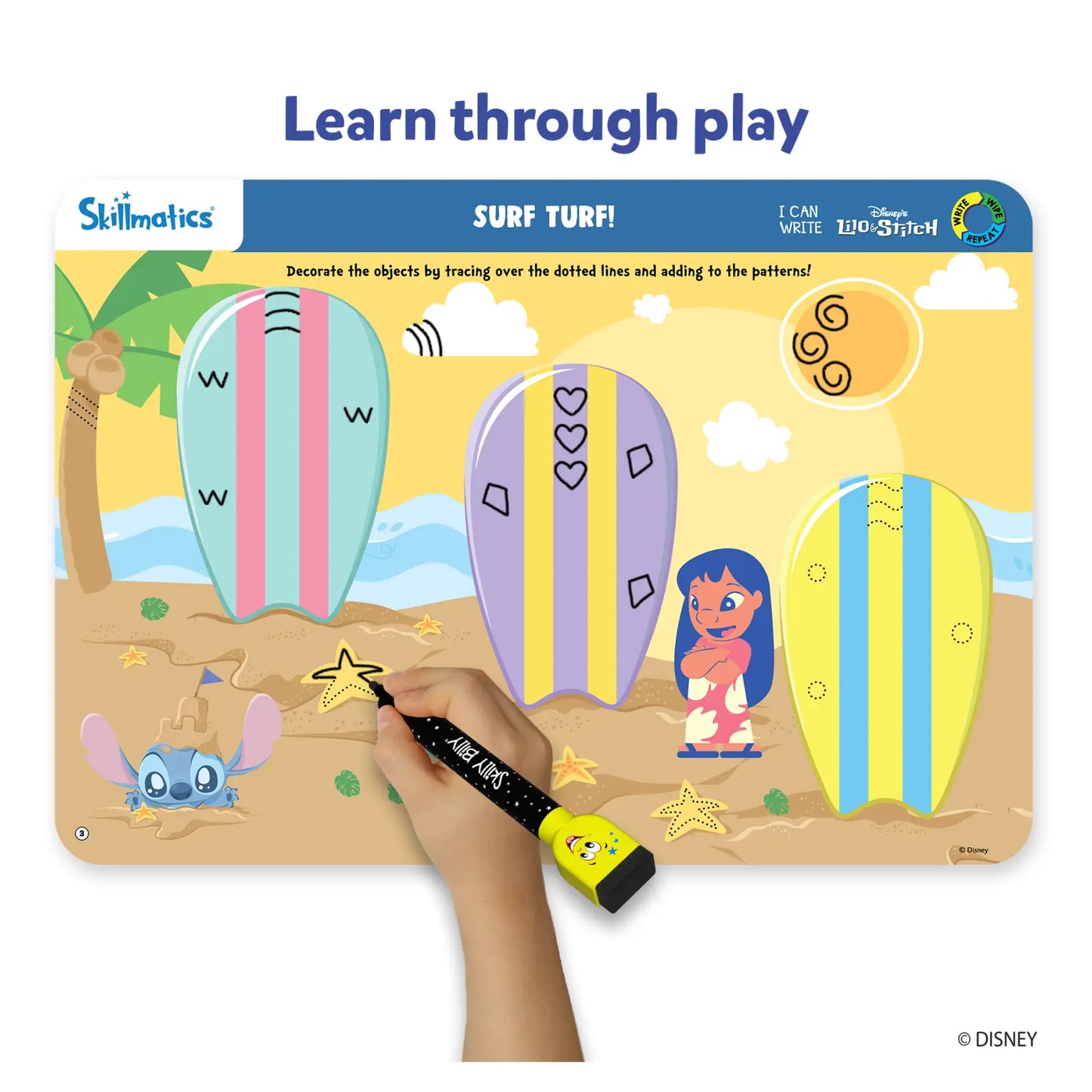 Disney-themed learning mat from I Can Write Disney’s Lilo & Stitch reusable activity mats