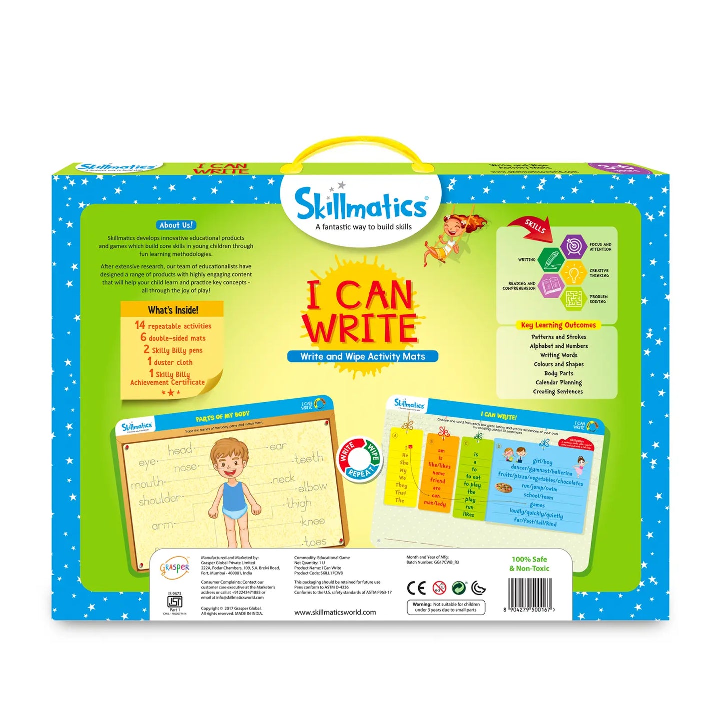 Reusable activity mats for writing skills development in children ages 3-6