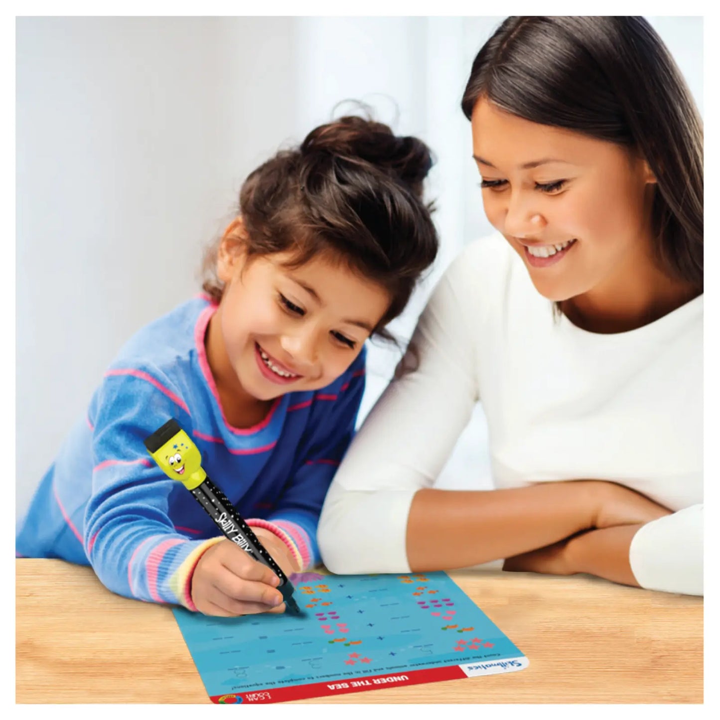 Dry-erase marker with smiley face eraser on Write and Wipe I Can Count educational product
