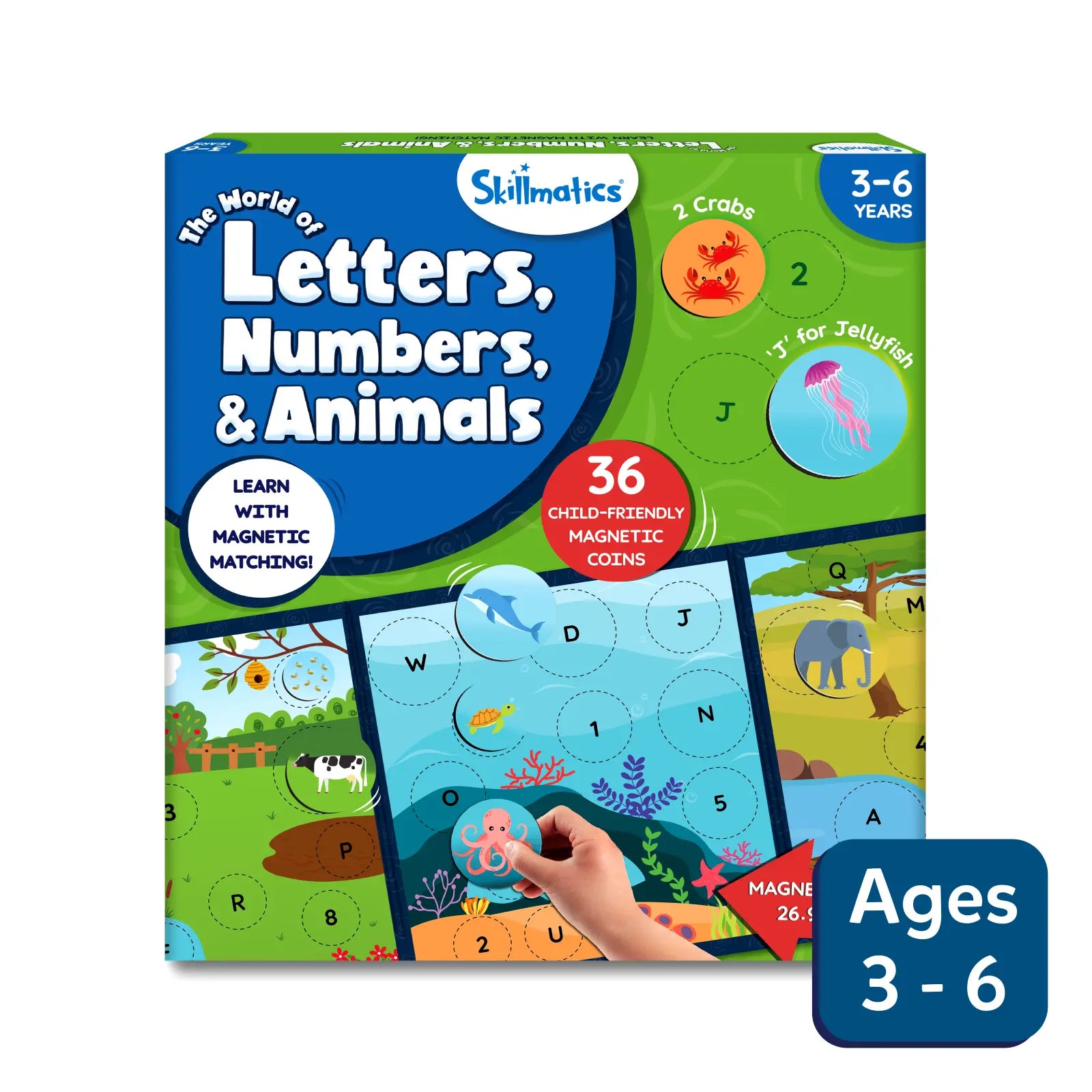 Educational magnetic matching game for young children from The World of Letters Numbers Animals