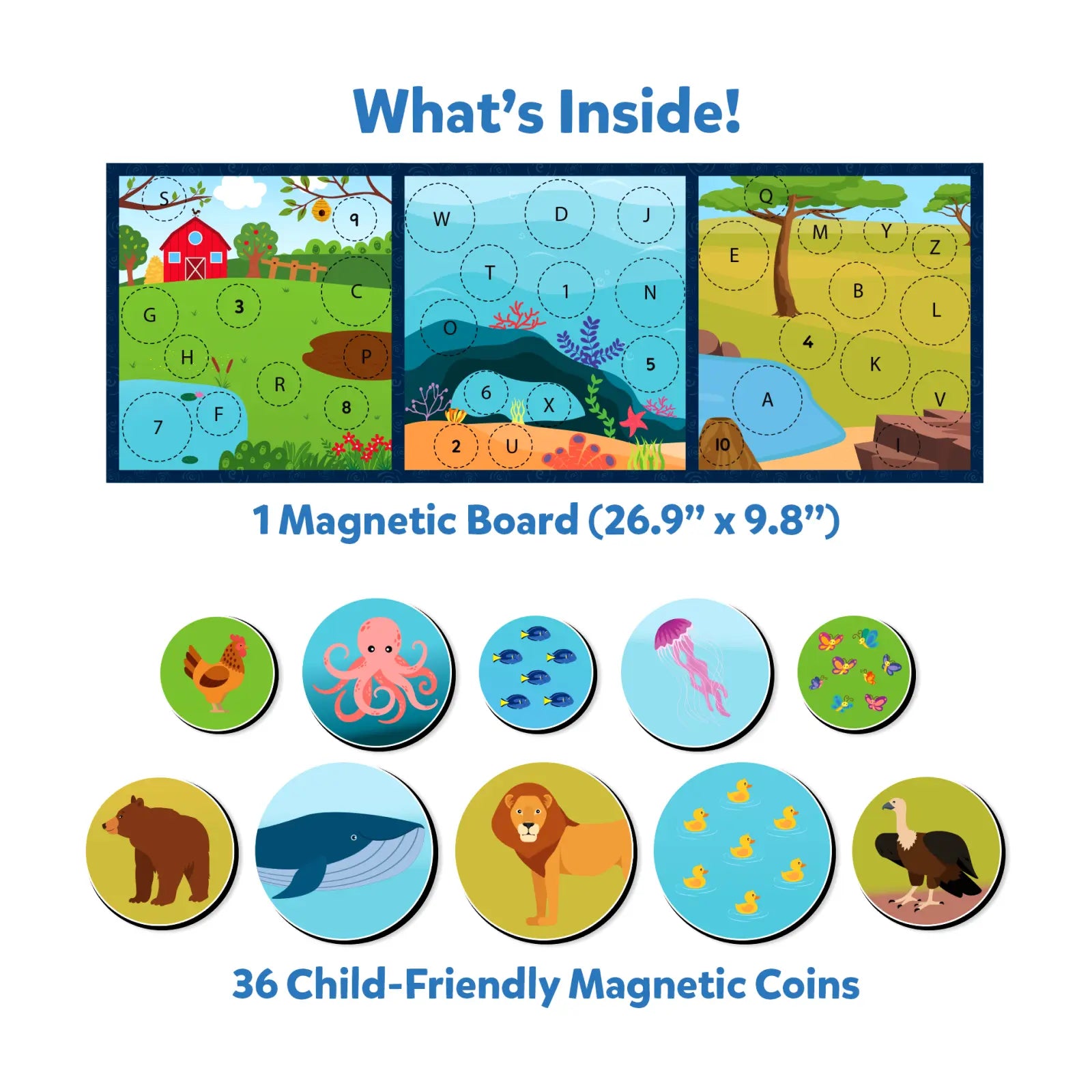 Magnetic animal matching game for kids ages 3-6 from The World of Letters Numbers & Animals