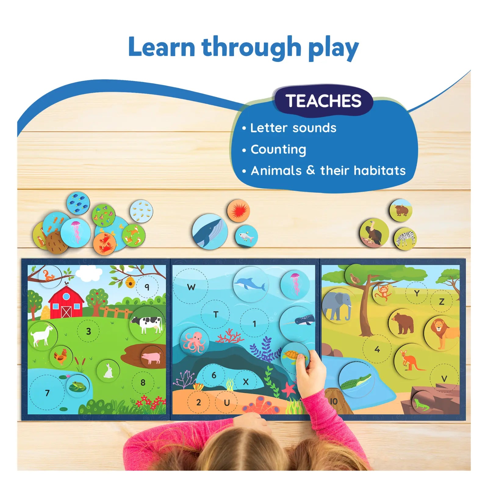 Educational animal matching game from The World of Letters Numbers & Animals magnetic activity