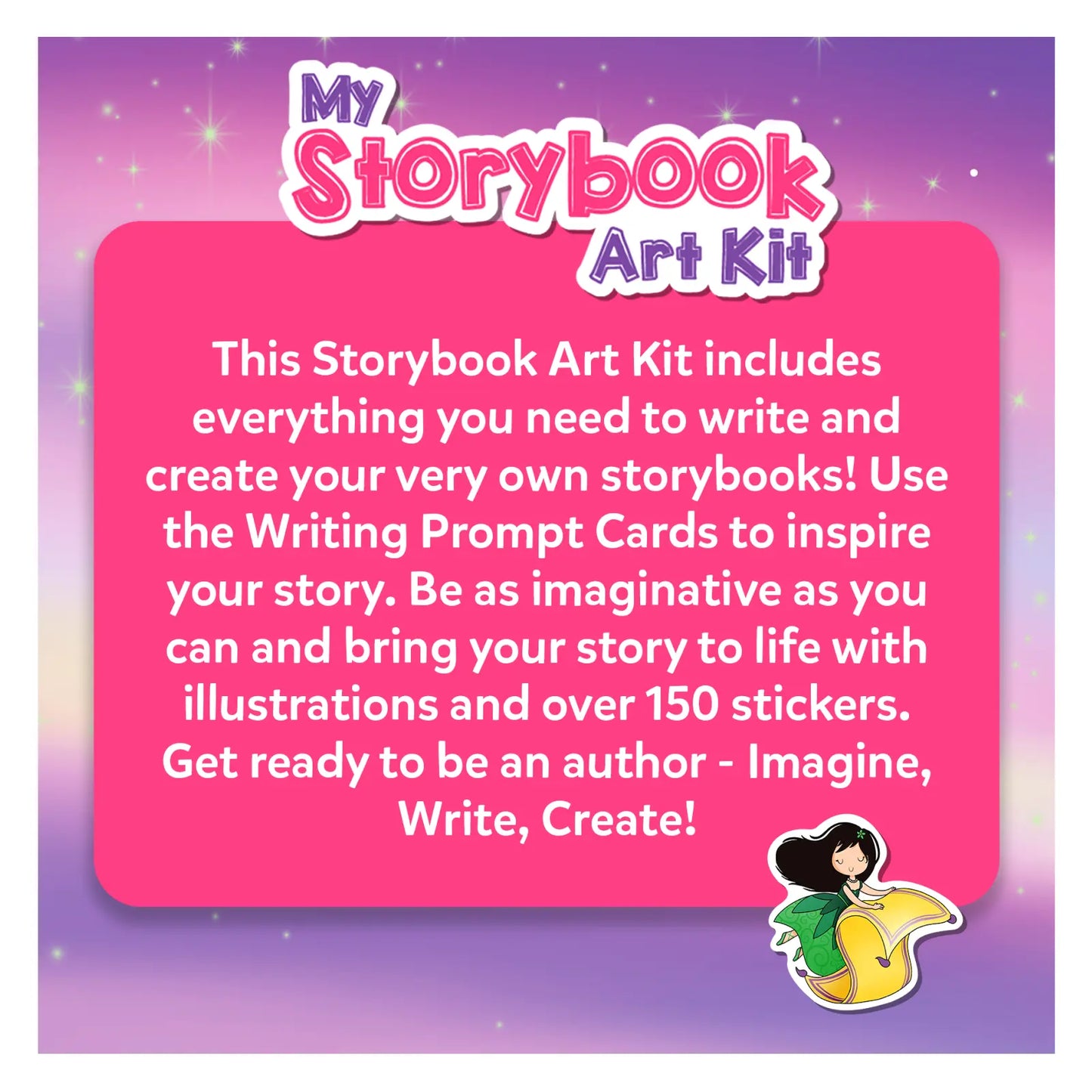 Storybook Art Kit Advertisement Featuring Unicorns and Princesses for Kids Ages 5-10