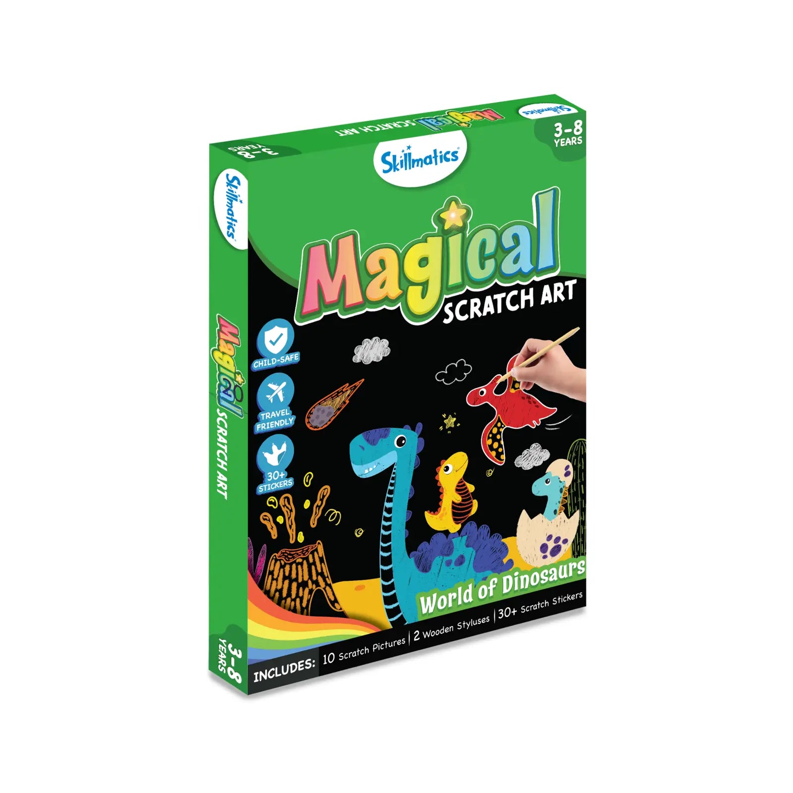 Skillmatics Magical Scratch Art kit for Dinosaur themes in World of Dinosaurs for kids ages 3-8