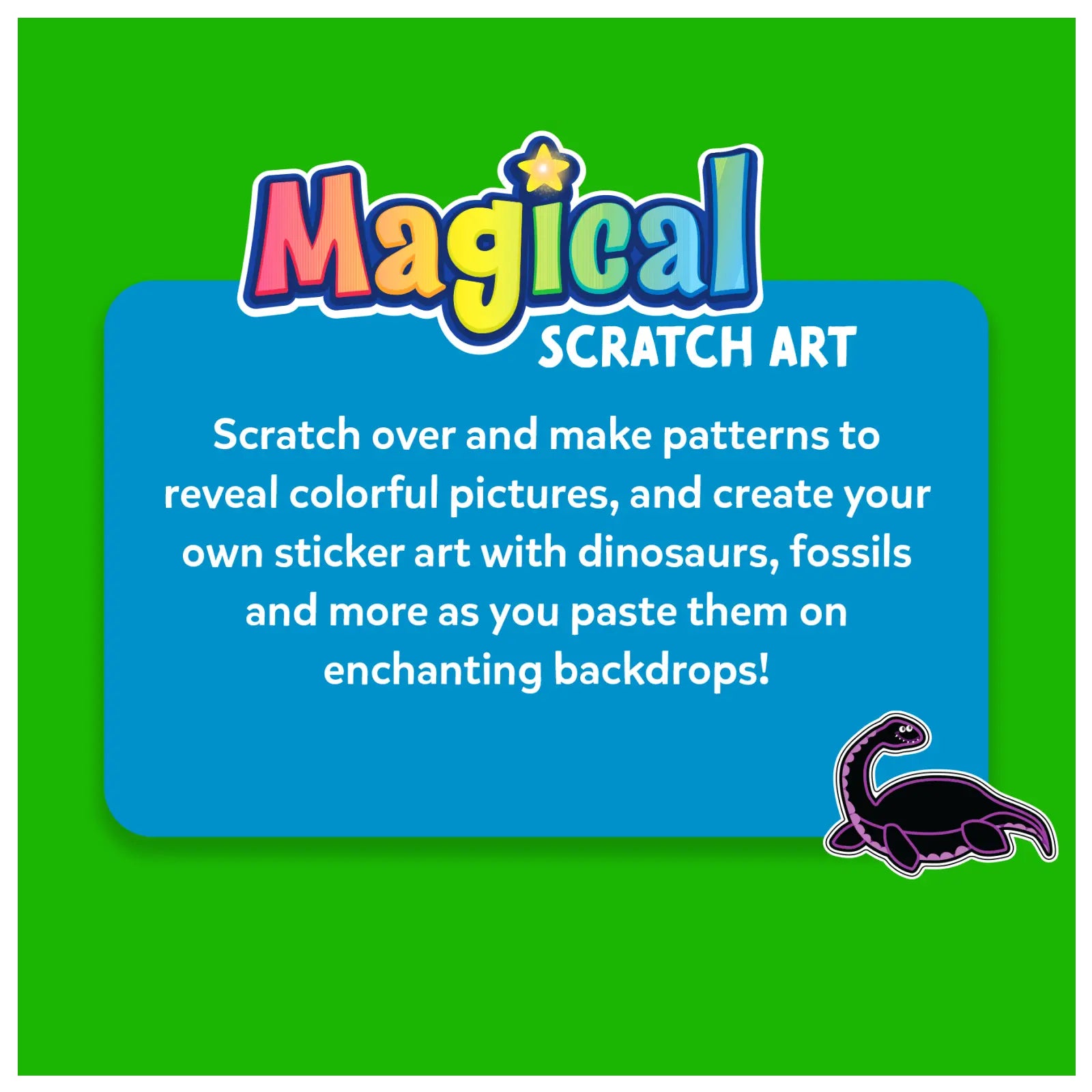 Colorful Magical Scratch Art Kit featuring Dinosaur World for kids ages 3-8