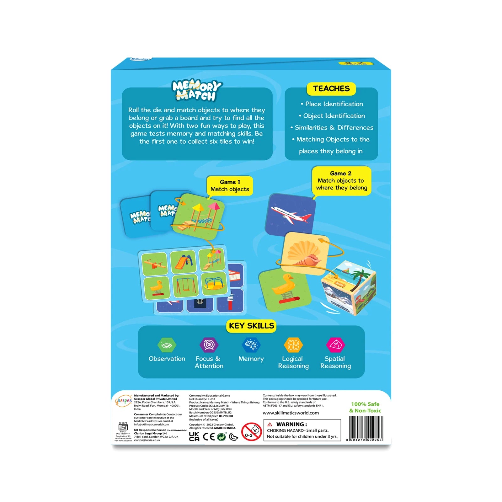 Memory Match Game Box for ages 3-7 showing colorful matching cards and game cover