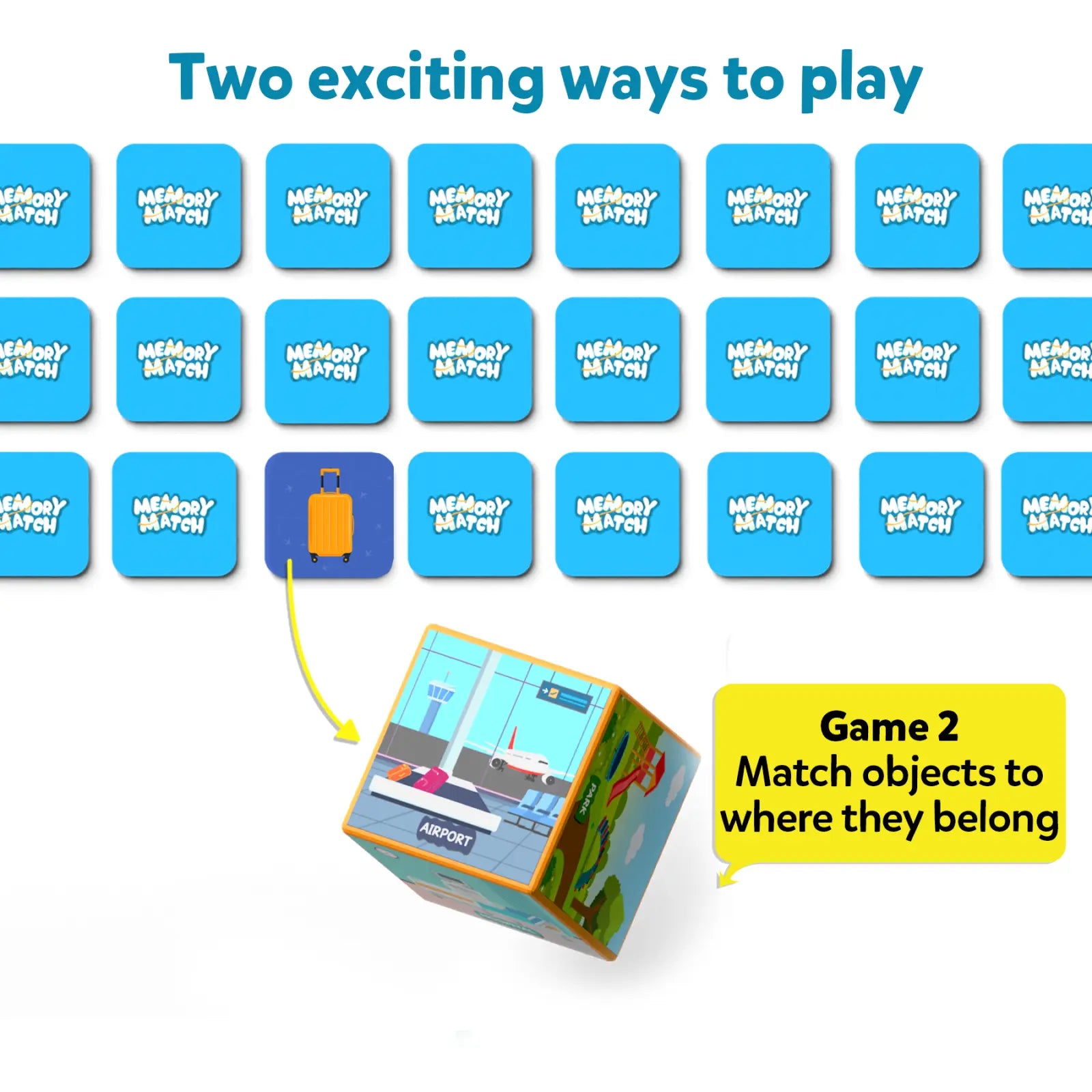 Educational matching game for kids ages 3-7 in the Memory Match board game series