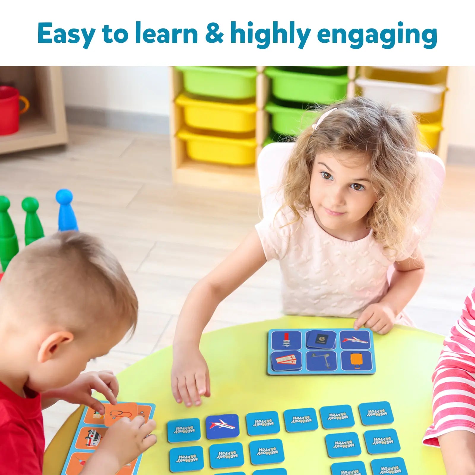 Children’s matching game with colorful cards from Memory Match: Where Things Belong Board Game