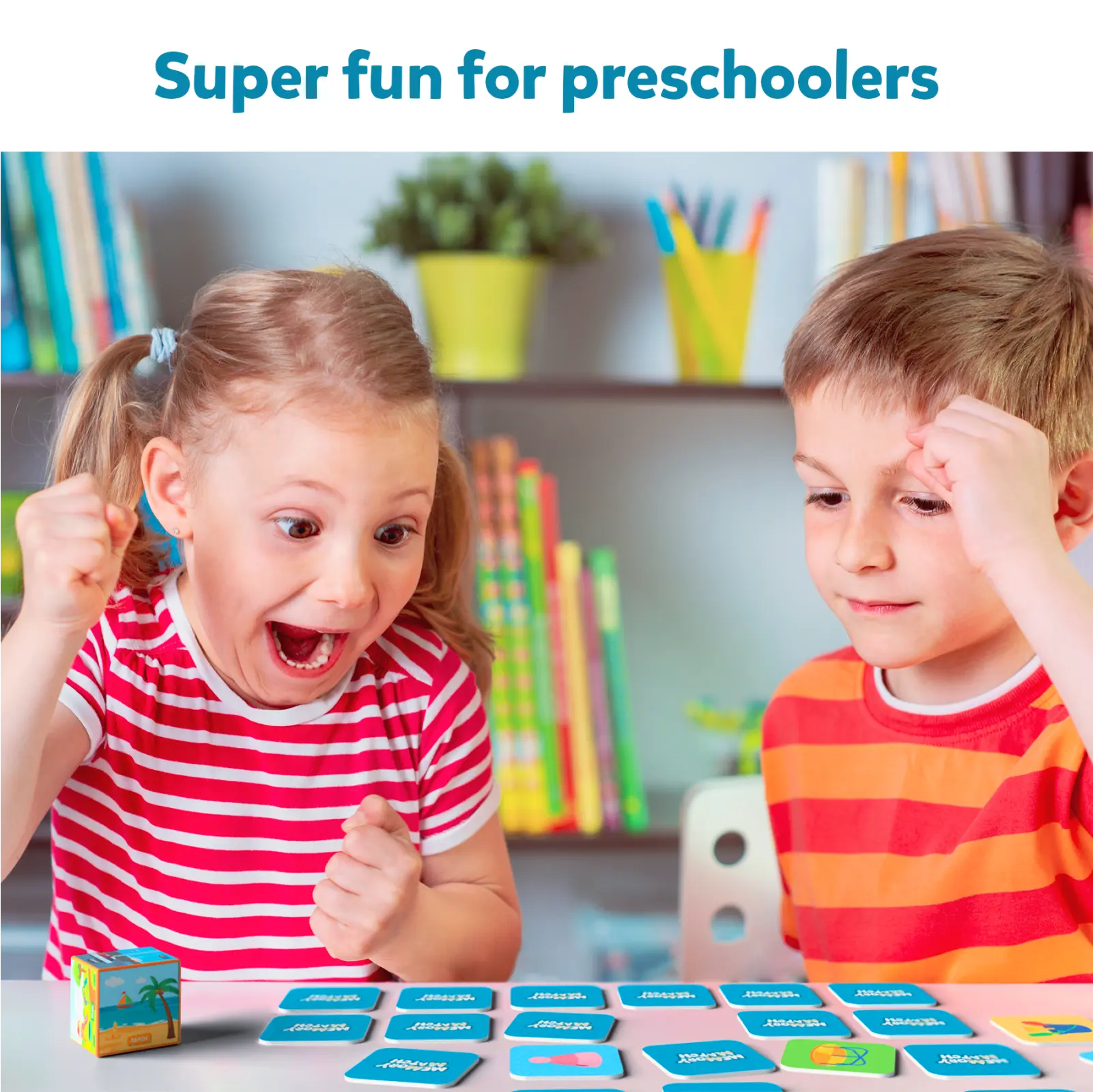 Children playing a Memory Match board game for ages 3-7, developing memory skills
