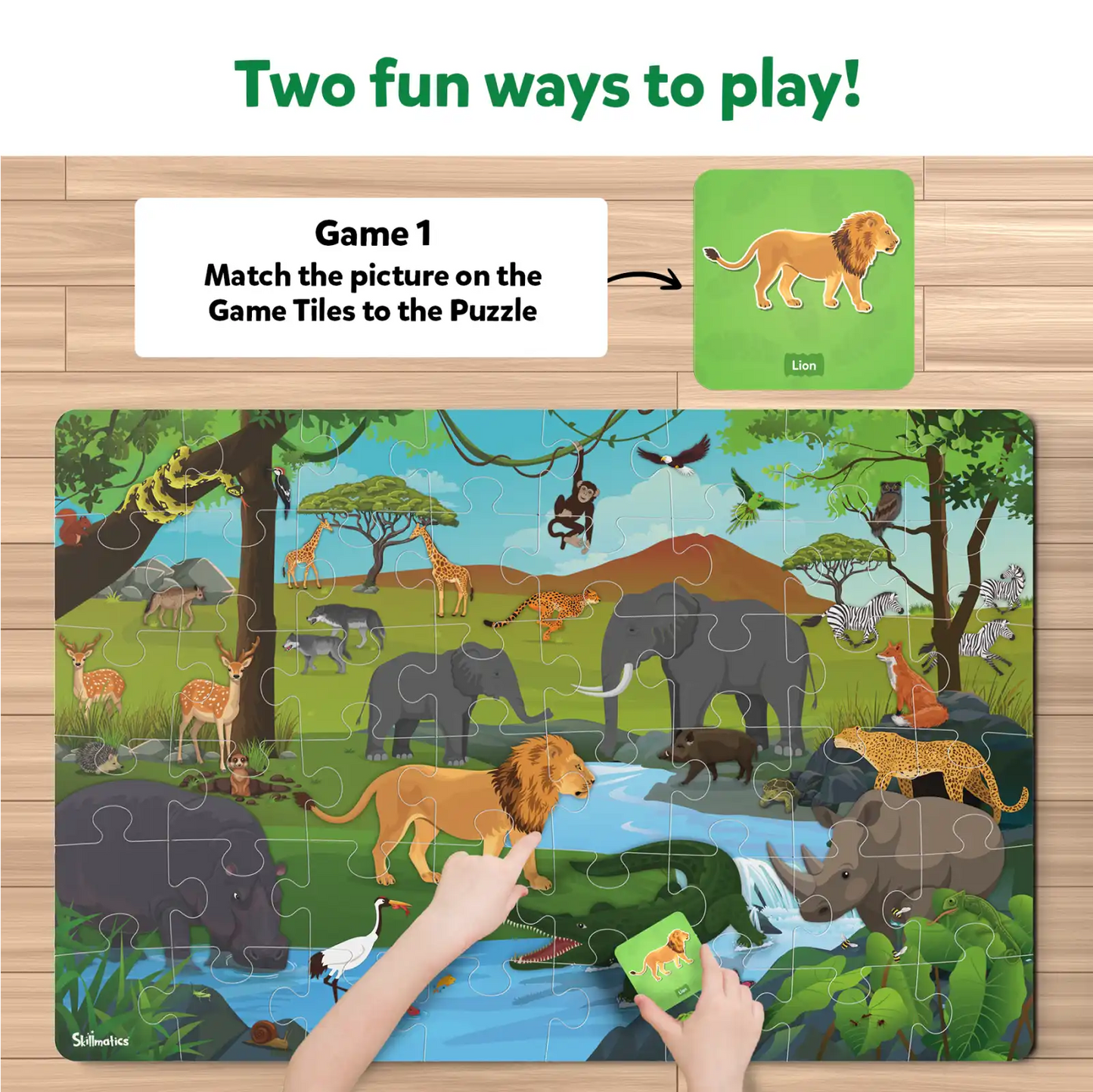Jungle animal puzzle game from Piece & Play Amazing Animals for ages 3-7