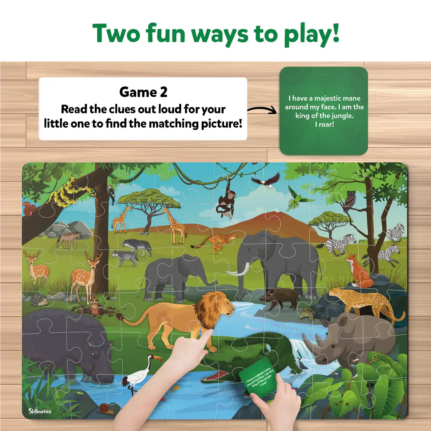 Jungle animal puzzle for kids ages 3 to 7 from Piece & Play Amazing Animals collection