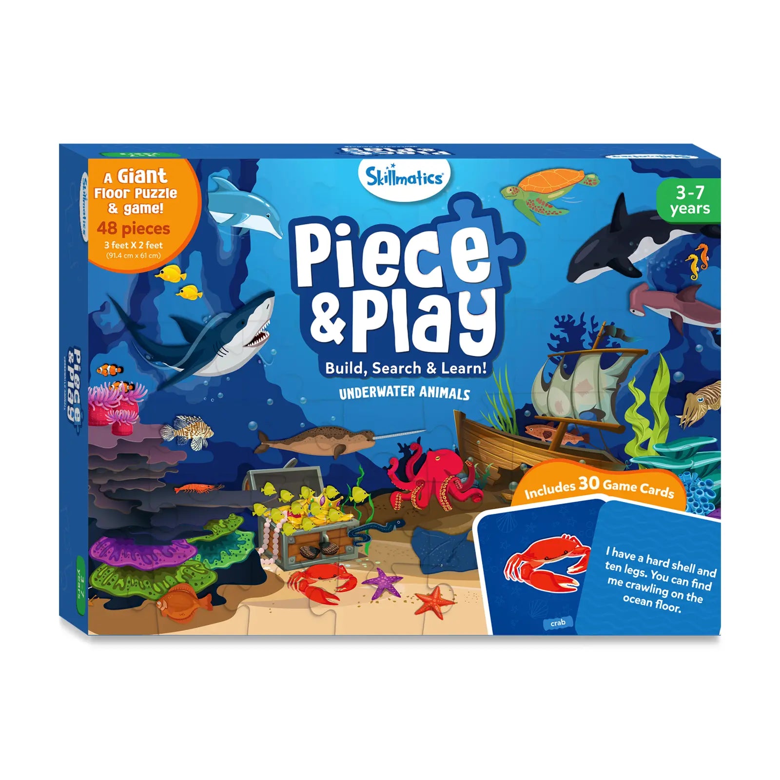 Colorful underwater animals floor puzzle for kids ages 3 to 7 by Piece & Play