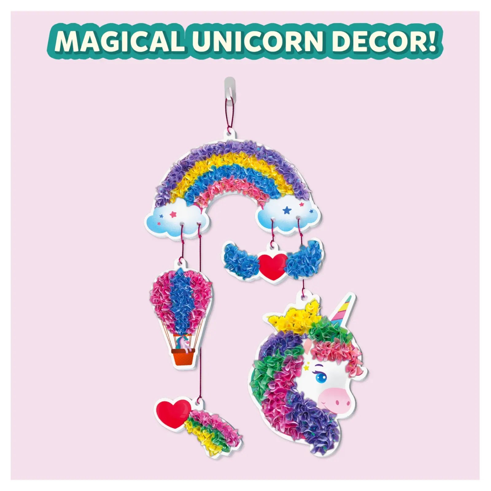 Colorful unicorn-themed mobile from Poke-in Art Magical Unicorn Dream Decor for kids