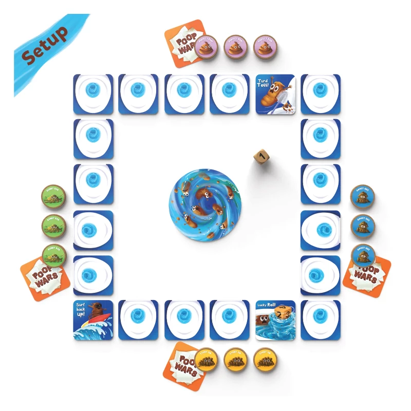 Poop Wars Board Game for ages 6+ featuring colorful cartoon characters and fun gameplay