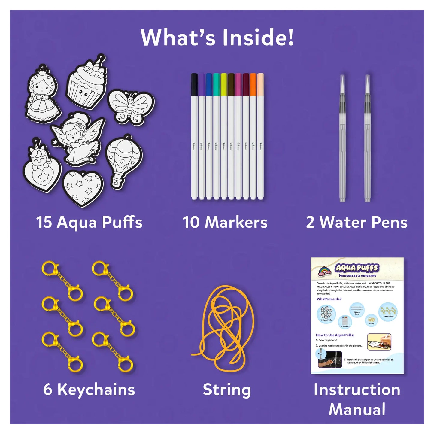Aqua Puffs: Princesses &
Unicorns | 3D Art Kit (ages 4+)