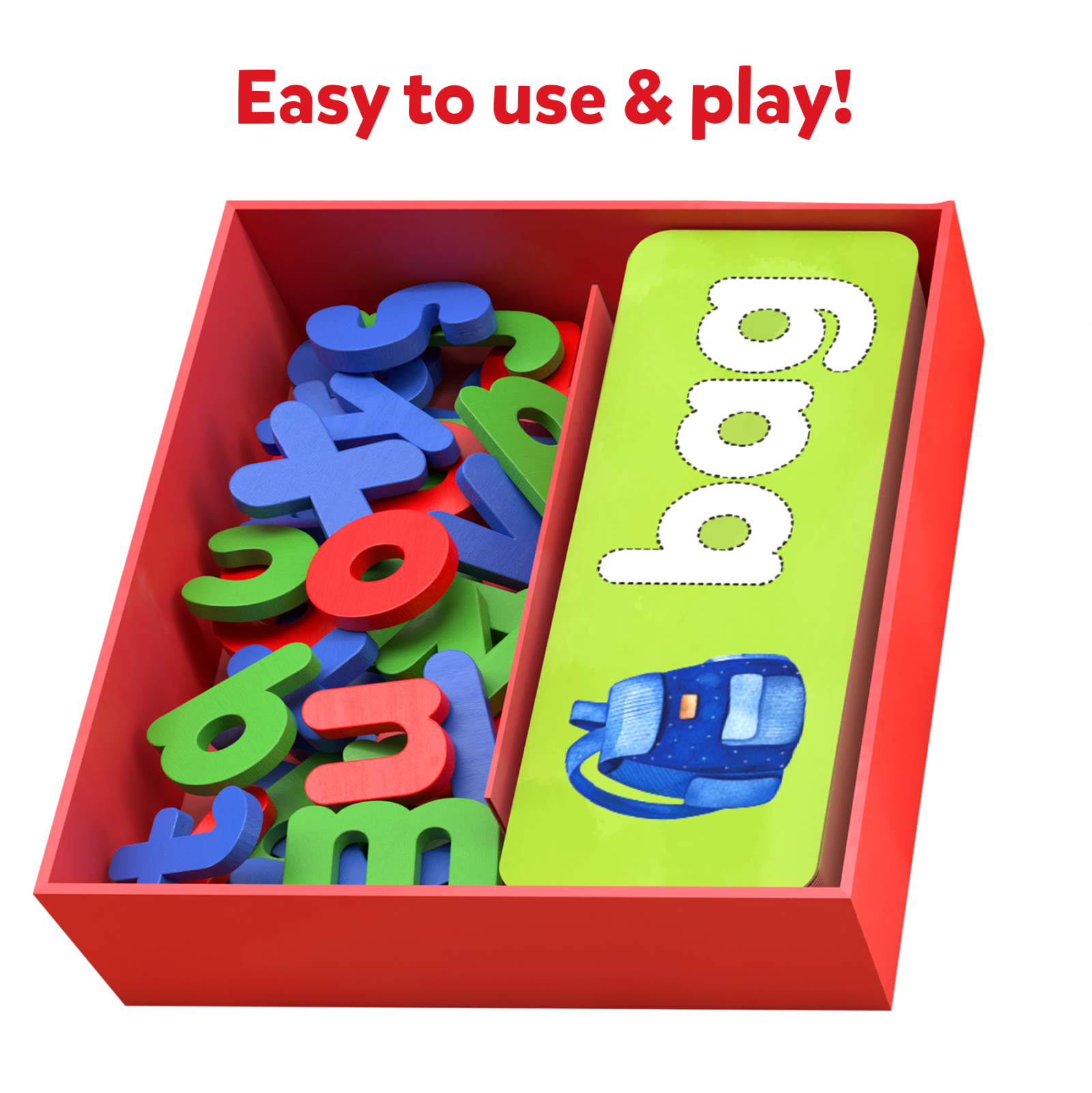 Educational letter and word game on wooden boards for ages 4-7 in Ready To Spell product