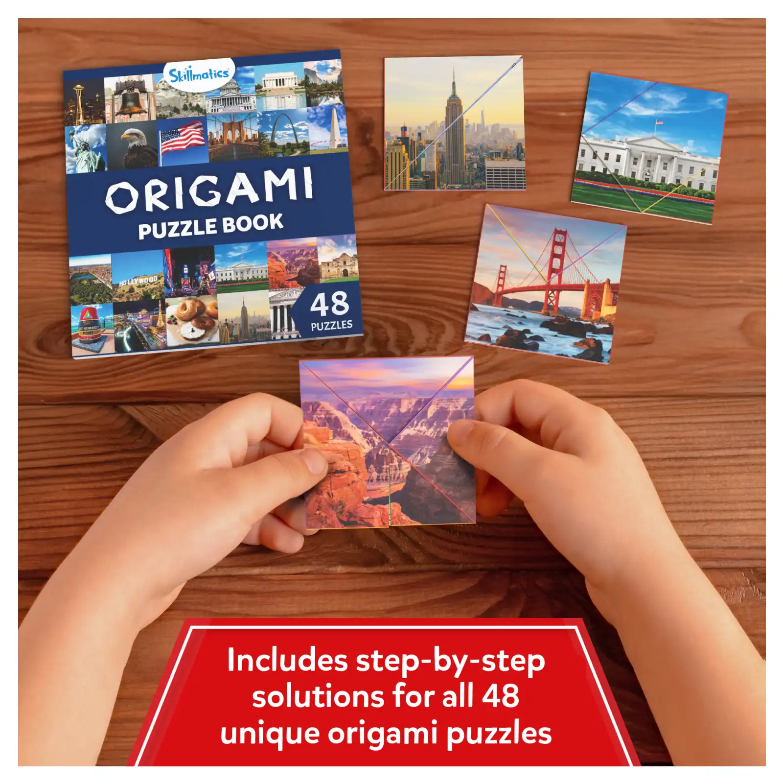 Origami puzzle book with folded US landmarks from Craft-O-Pedia All Around The USA