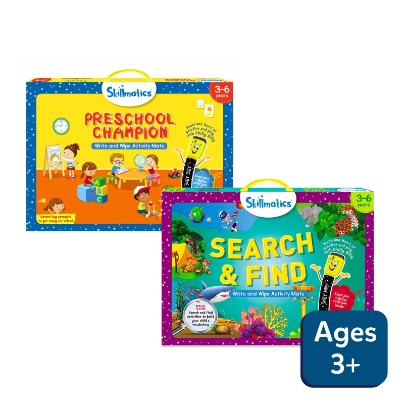 Search & Find + Preschool Champion: Reusable Activity Mats Combo (ages 3-6)