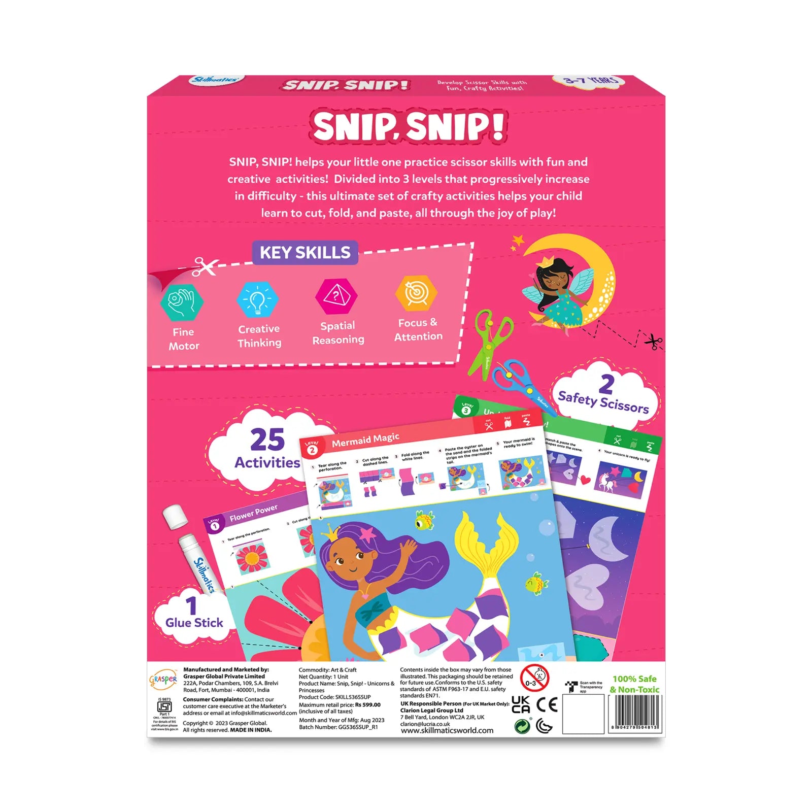 Children’s scissor skills activity set from Snip Snip Unicorn Princesses Art & Craft Kit