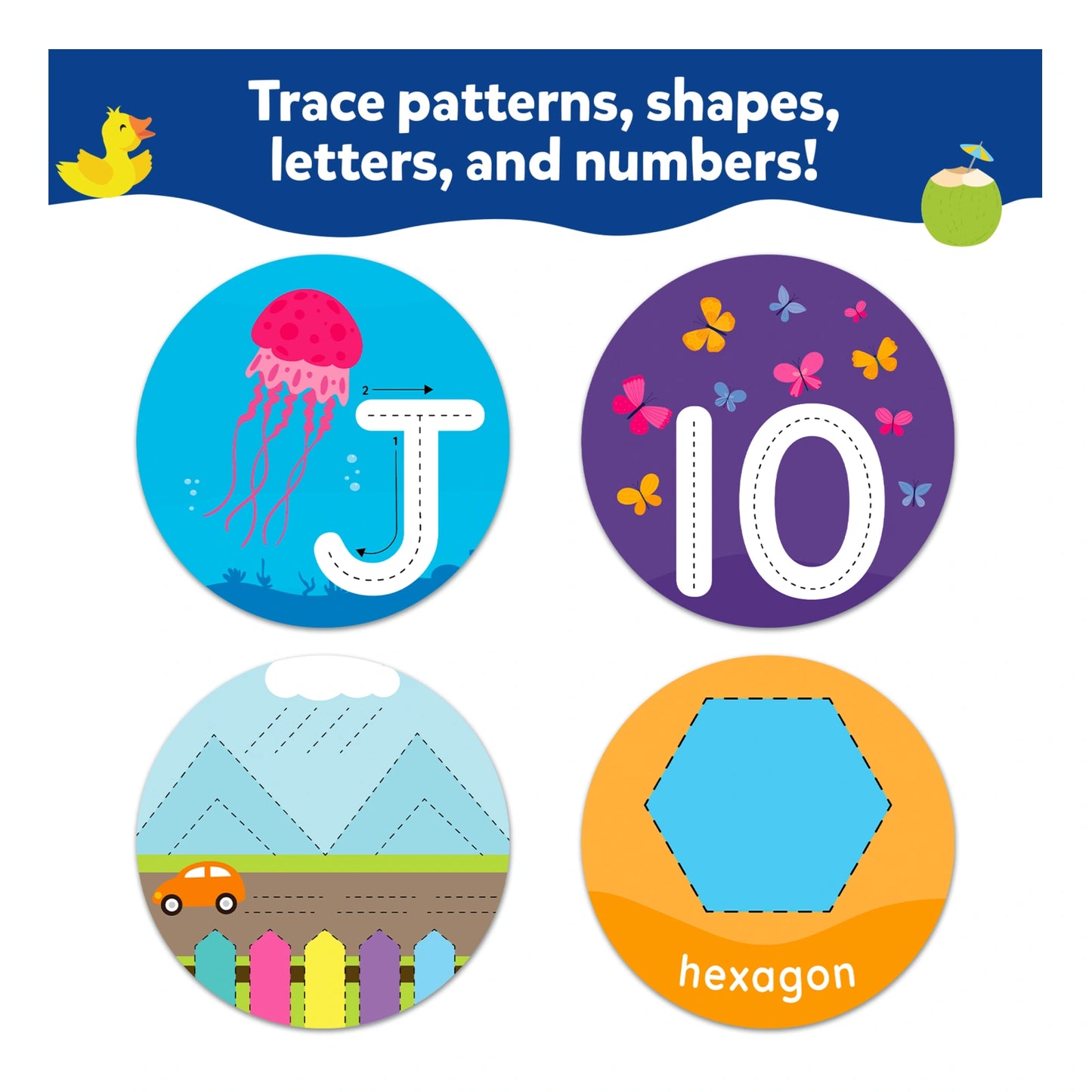 Educational tracing circles for kids from Write and Learn to improve handwriting skills